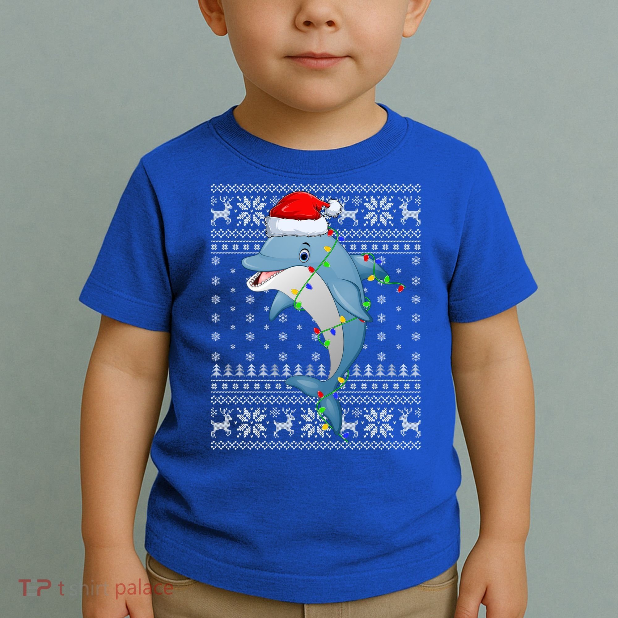 Dolphin Fish Ugly Xmas Sweater Style Santa Dolphin Christmas Meaningful Gift Toddler T-Shirt