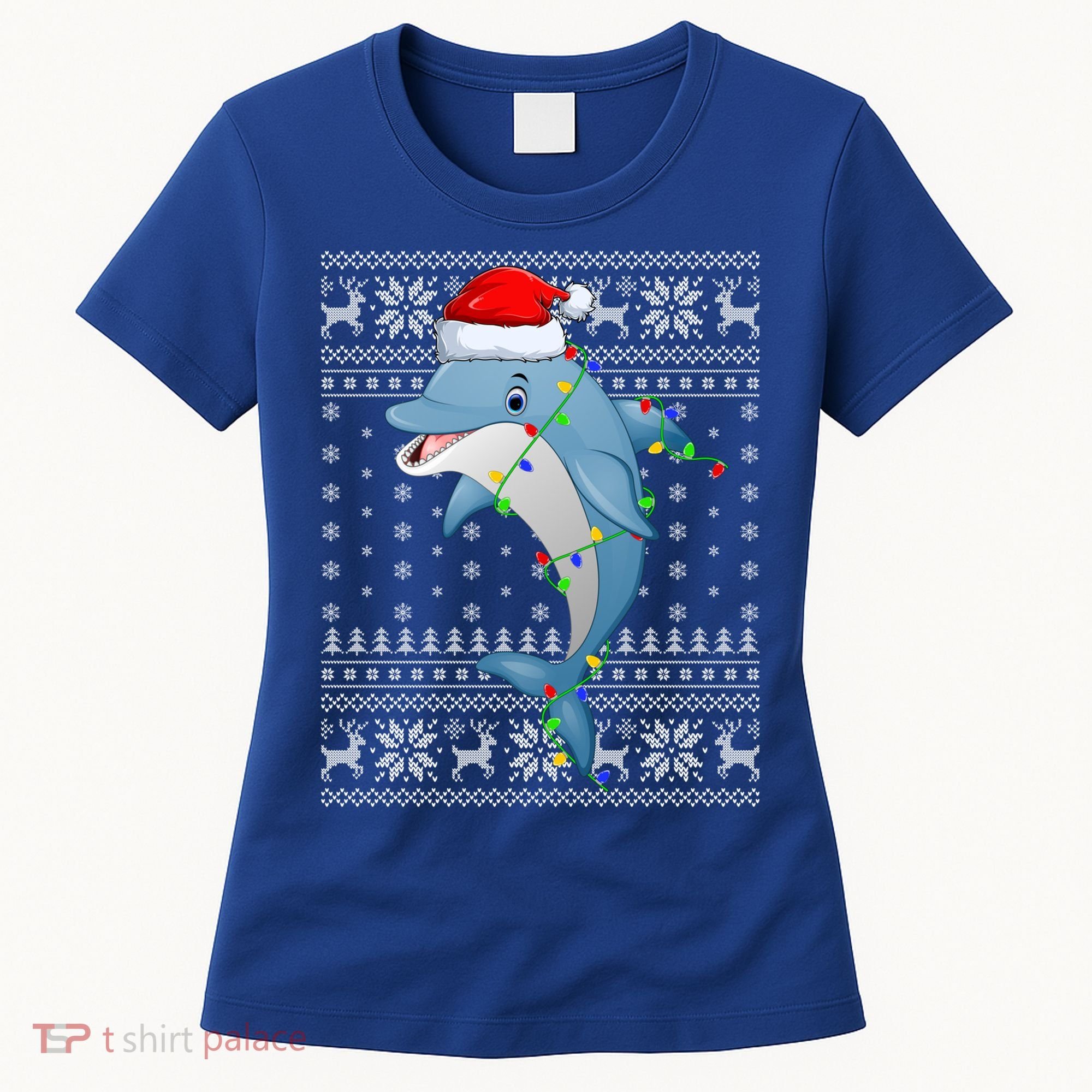 Dolphin Fish Ugly Xmas Sweater Style Santa Dolphin Christmas Meaningful Gift Women's T-Shirt