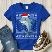 Dolphin Fish Ugly Xmas Sweater Style Santa Dolphin Christmas Meaningful Gift Women's T-Shirt thumb 3
