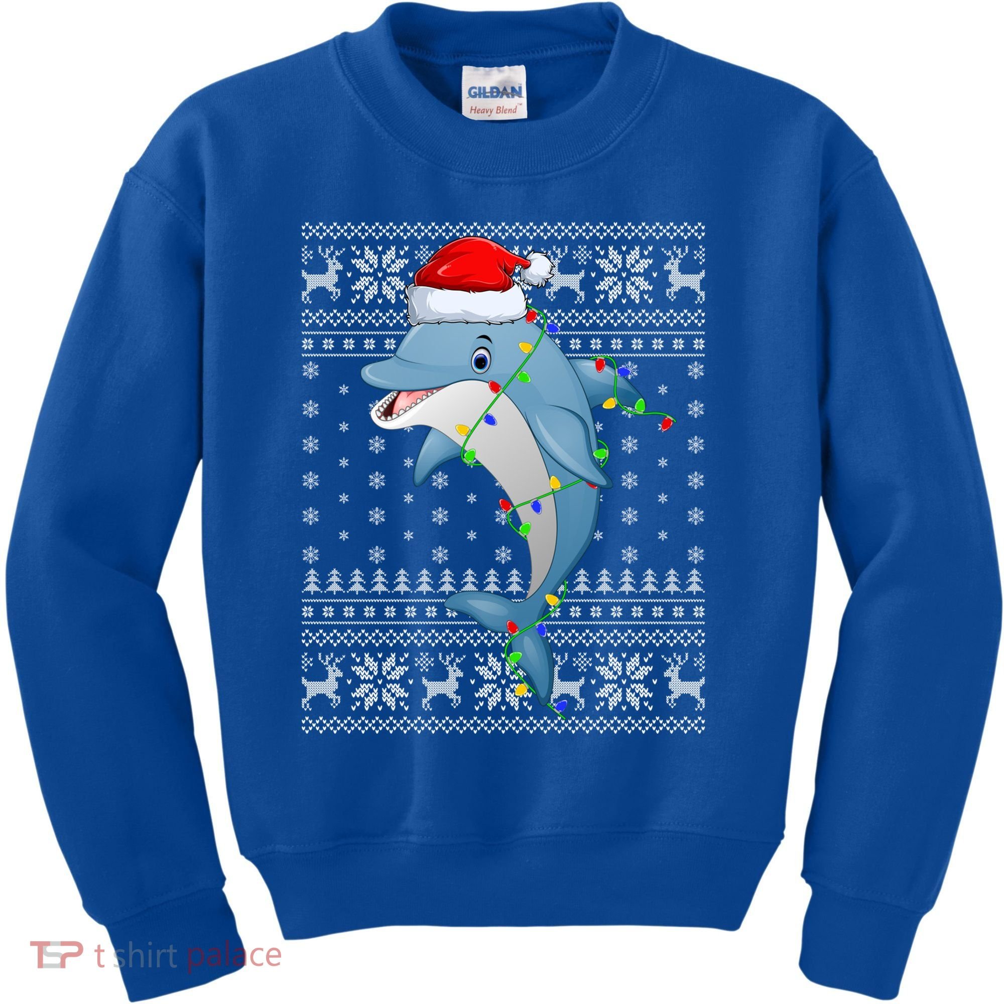 Dolphin Fish Ugly Xmas Sweater Style Santa Dolphin Christmas Meaningful Gift Kids Sweatshirt