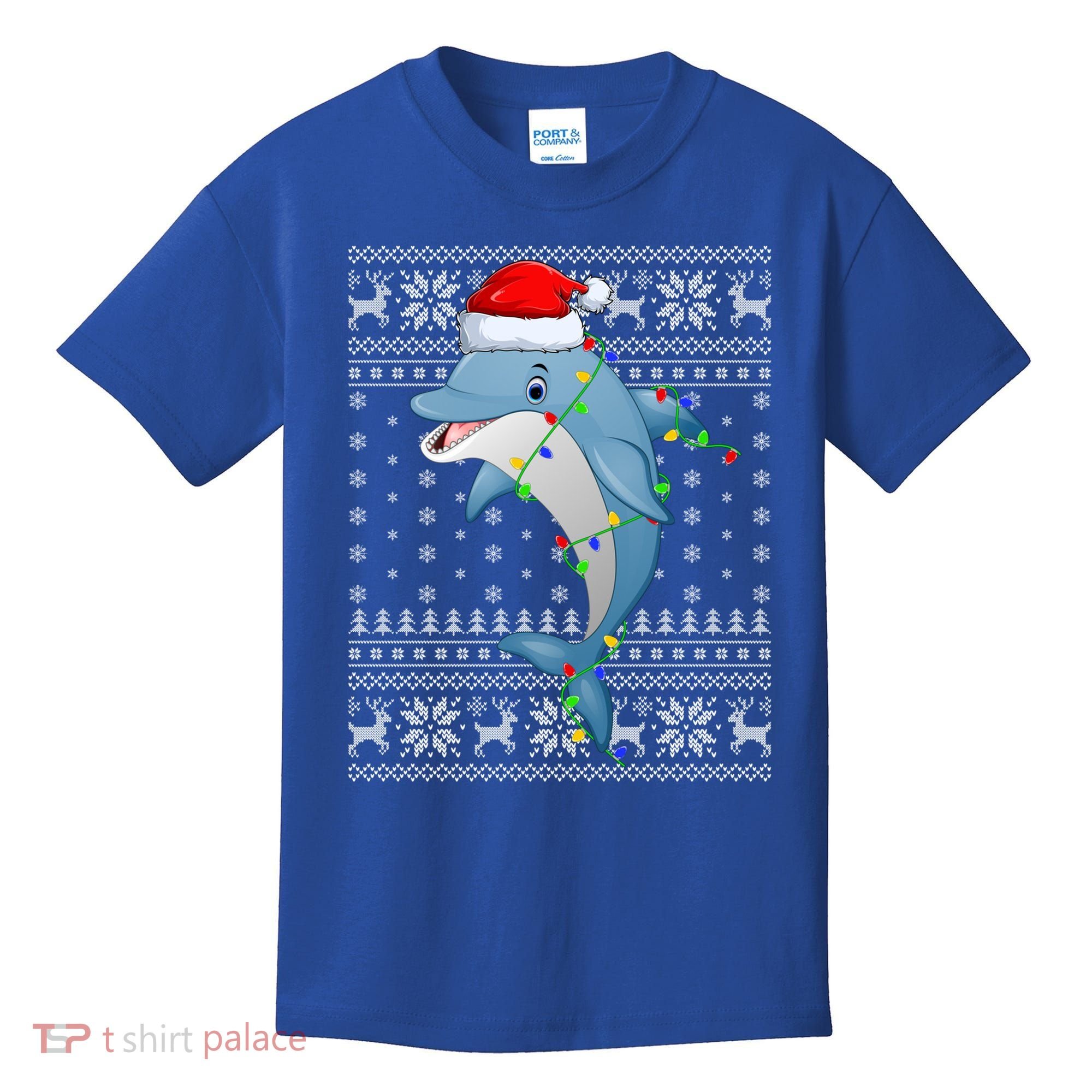 Dolphin Fish Ugly Xmas Sweater Style Santa Dolphin Christmas Meaningful Gift Kids T-Shirt