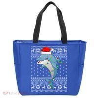 Dolphin Fish Ugly Xmas Sweater Style Santa Dolphin Christmas Meaningful Gift Tote Bag thumb 0