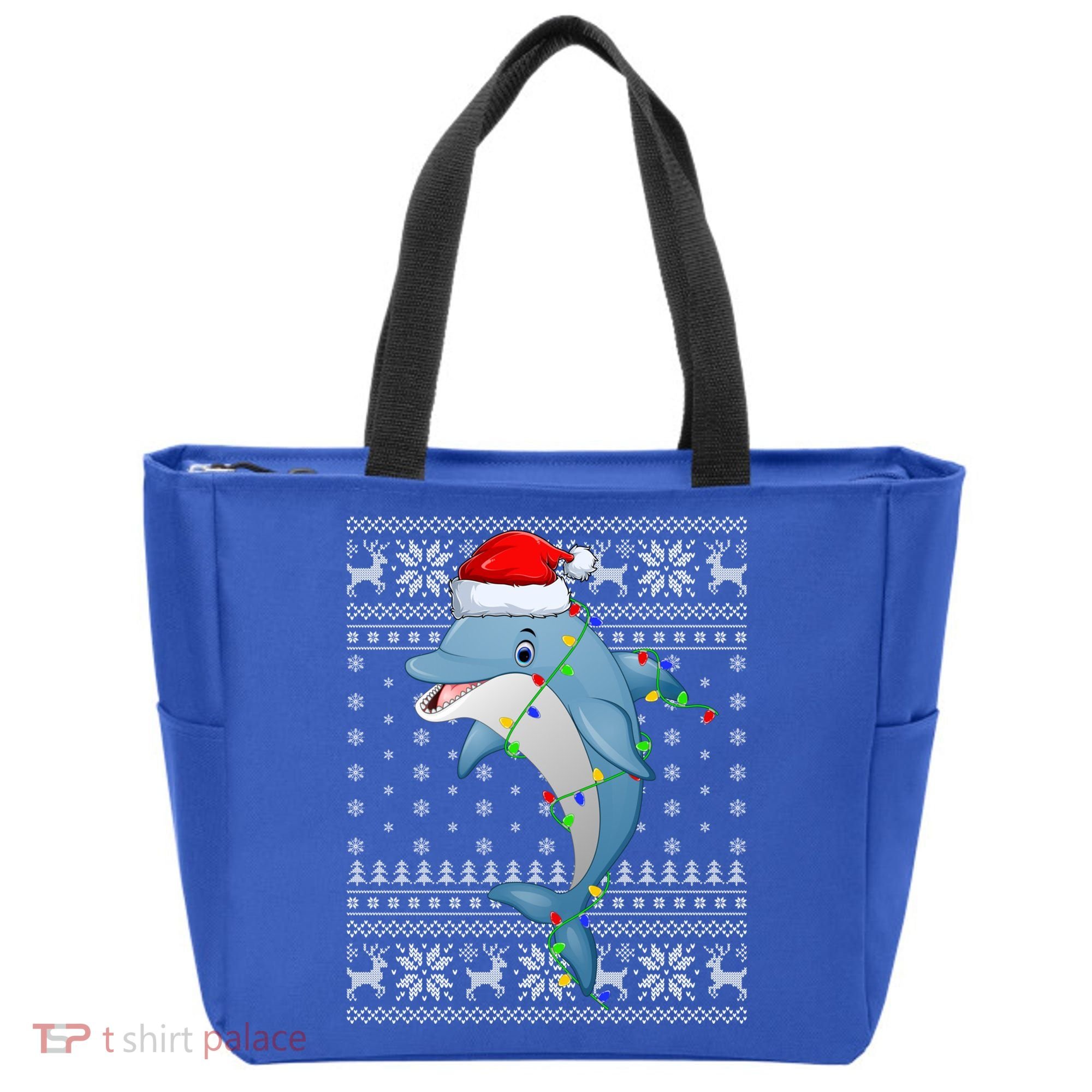 Dolphin Fish Ugly Xmas Sweater Style Santa Dolphin Christmas Meaningful Gift Tote Bag