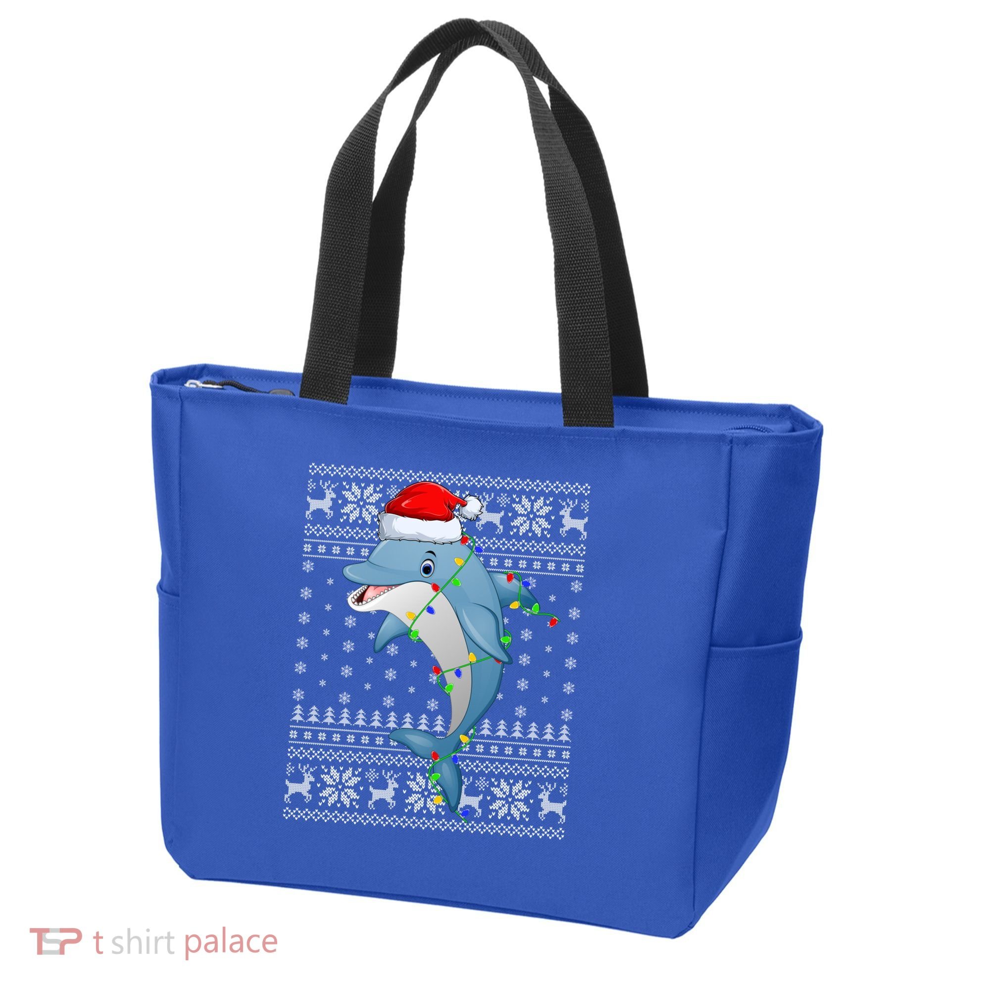 Dolphin Fish Ugly Xmas Sweater Style Santa Dolphin Christmas Meaningful Gift Tote Bag