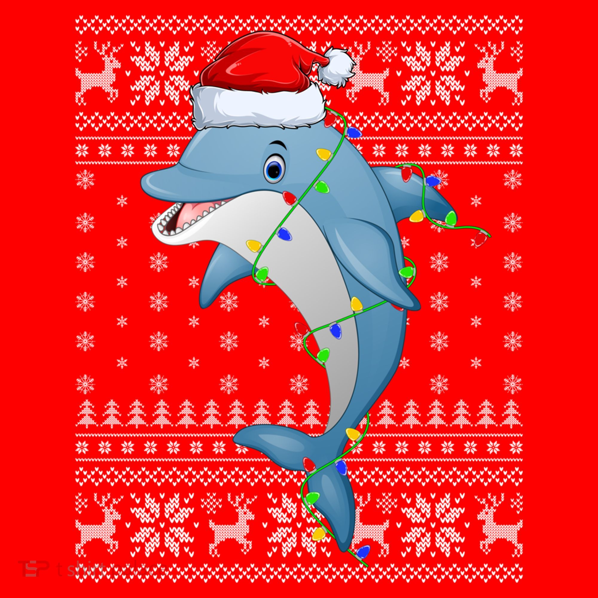 Dolphin Fish Ugly Xmas Sweater Style Santa Dolphin Christmas Meaningful Gift Santa Hat