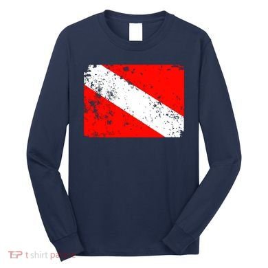 Dive Flag Vintage Worn Scuba Diving Long Sleeve Shirt