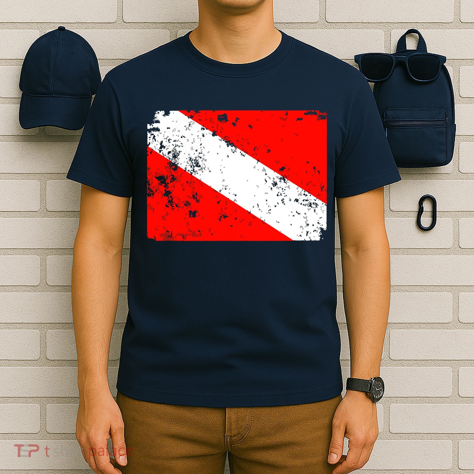 Dive Flag Vintage Worn Scuba Diving T-Shirt