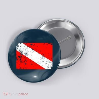 Dive Flag Vintage Worn Scuba Diving Button