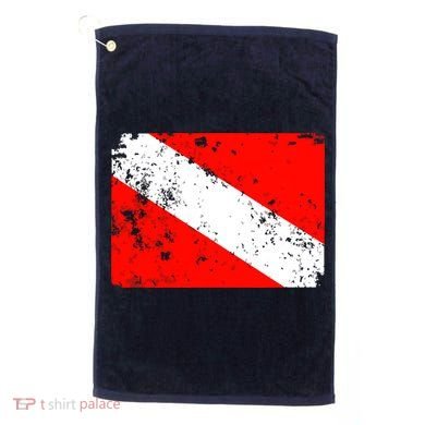 Dive Flag Vintage Worn Scuba Diving Golf Towel