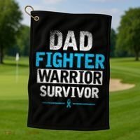 Dad Fighter Warrior Survivor Prostate Cancer Awareness Golf Towel thumb 1