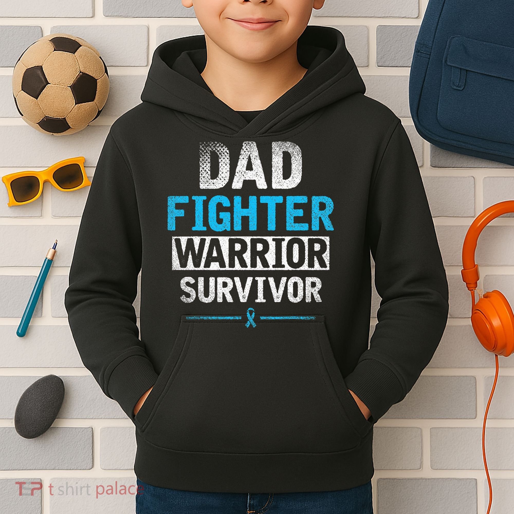 Dad Fighter Warrior Survivor Prostate Cancer Awareness Kids Hoodie