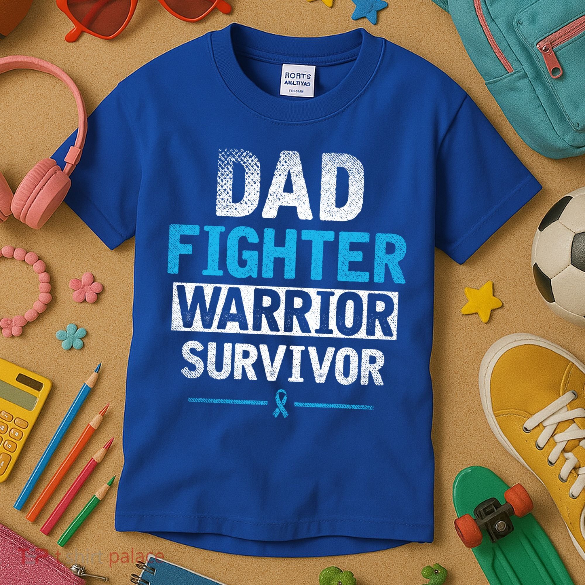 Dad Fighter Warrior Survivor Prostate Cancer Awareness Gift Kids T-Shirt