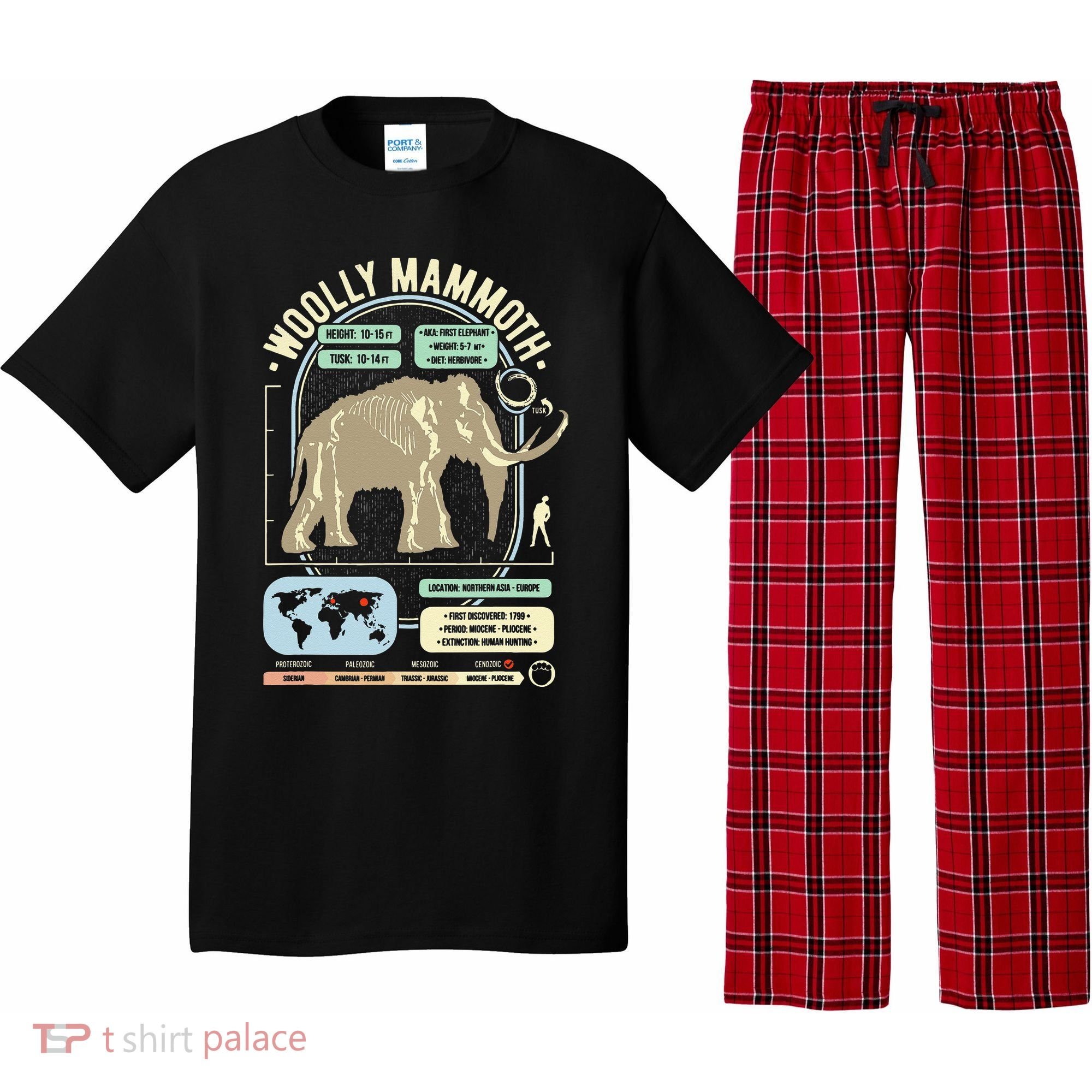 Dinosaur Facts Woolly Mammoth Science & Anatomy Gift Pajama Set