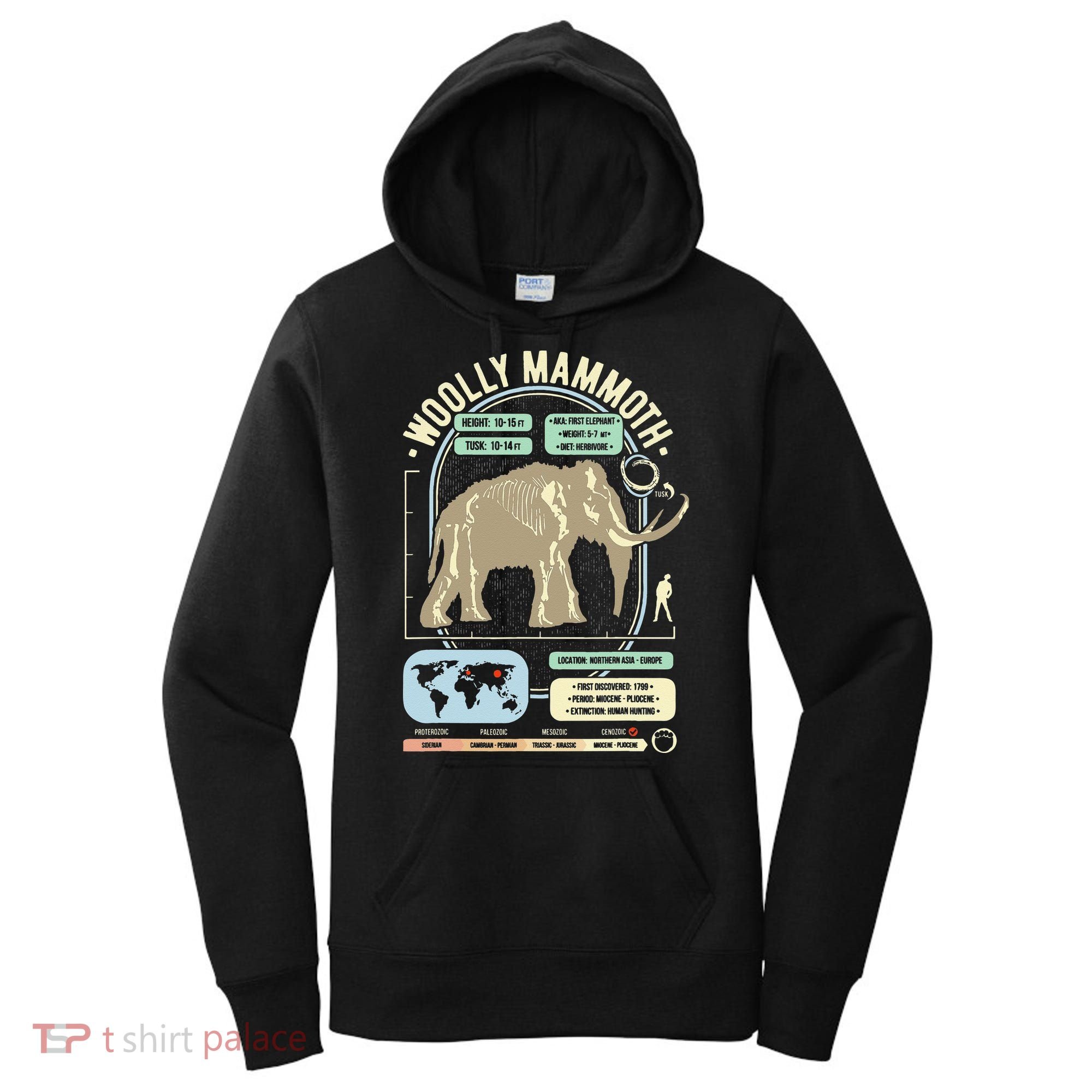 Dinosaur Facts Woolly Mammoth Science & Anatomy Gift Women's Hoodie