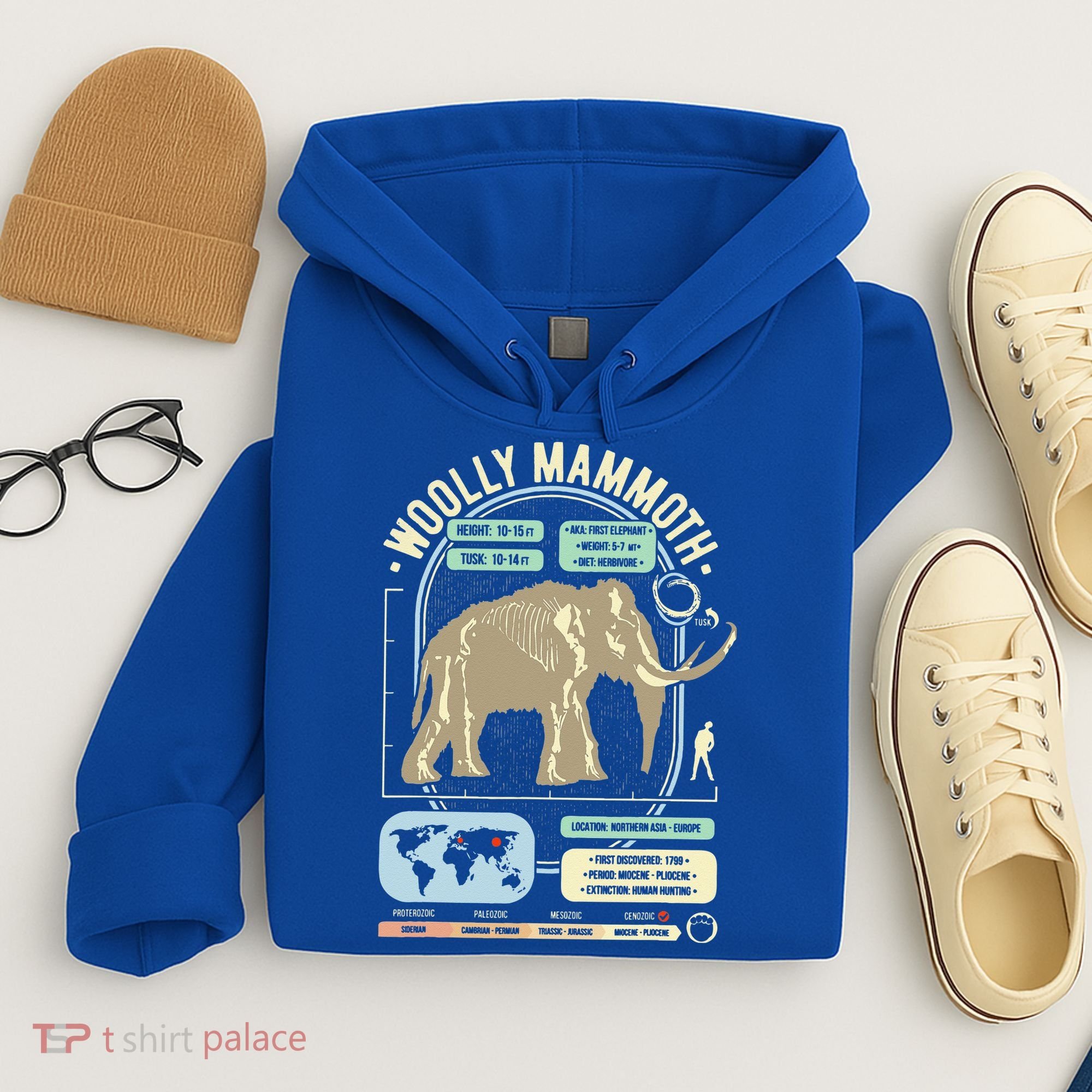 Dinosaur Facts Woolly Mammoth Science & Anatomy Gift Hoodie