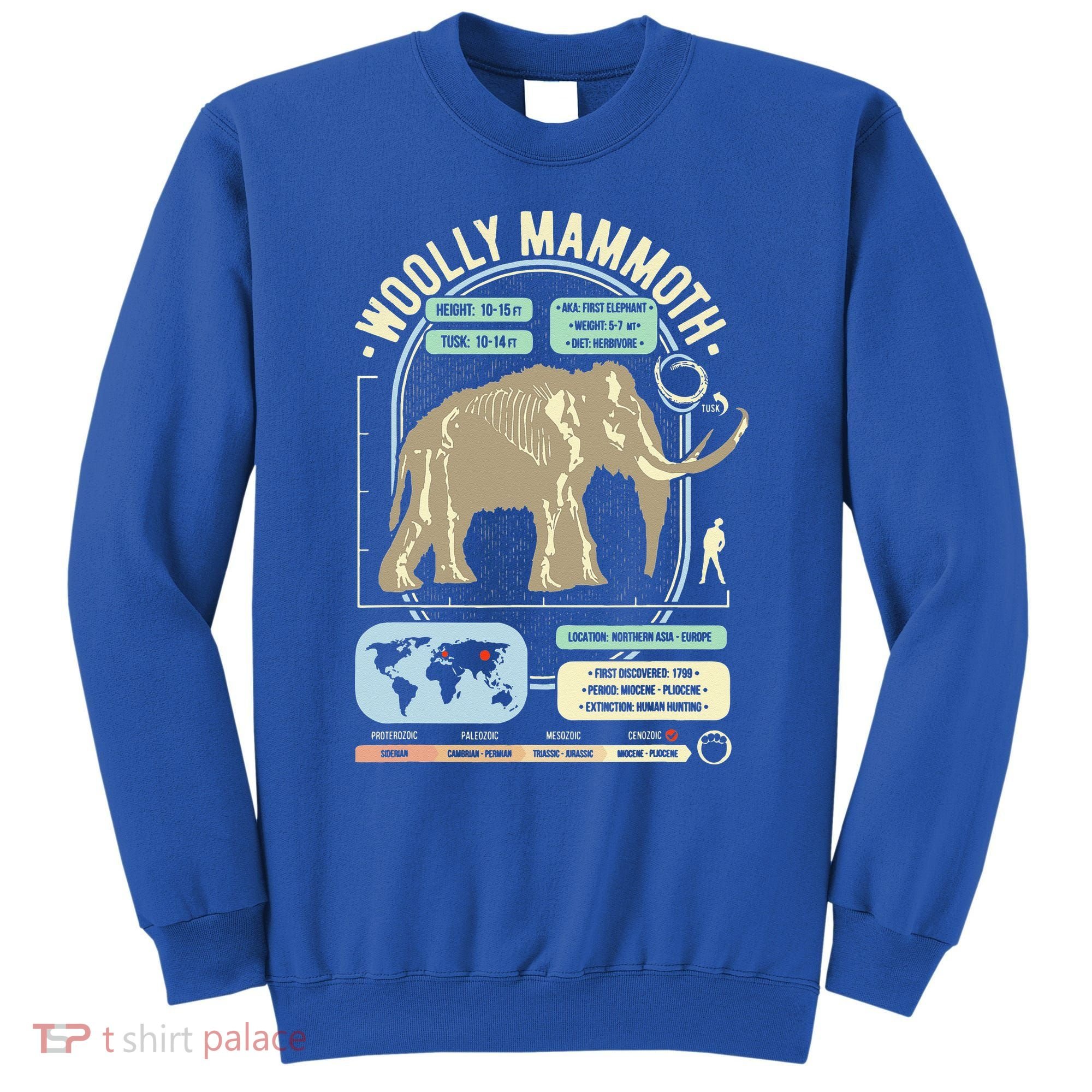 Dinosaur Facts Woolly Mammoth Science & Anatomy Gift Sweatshirt