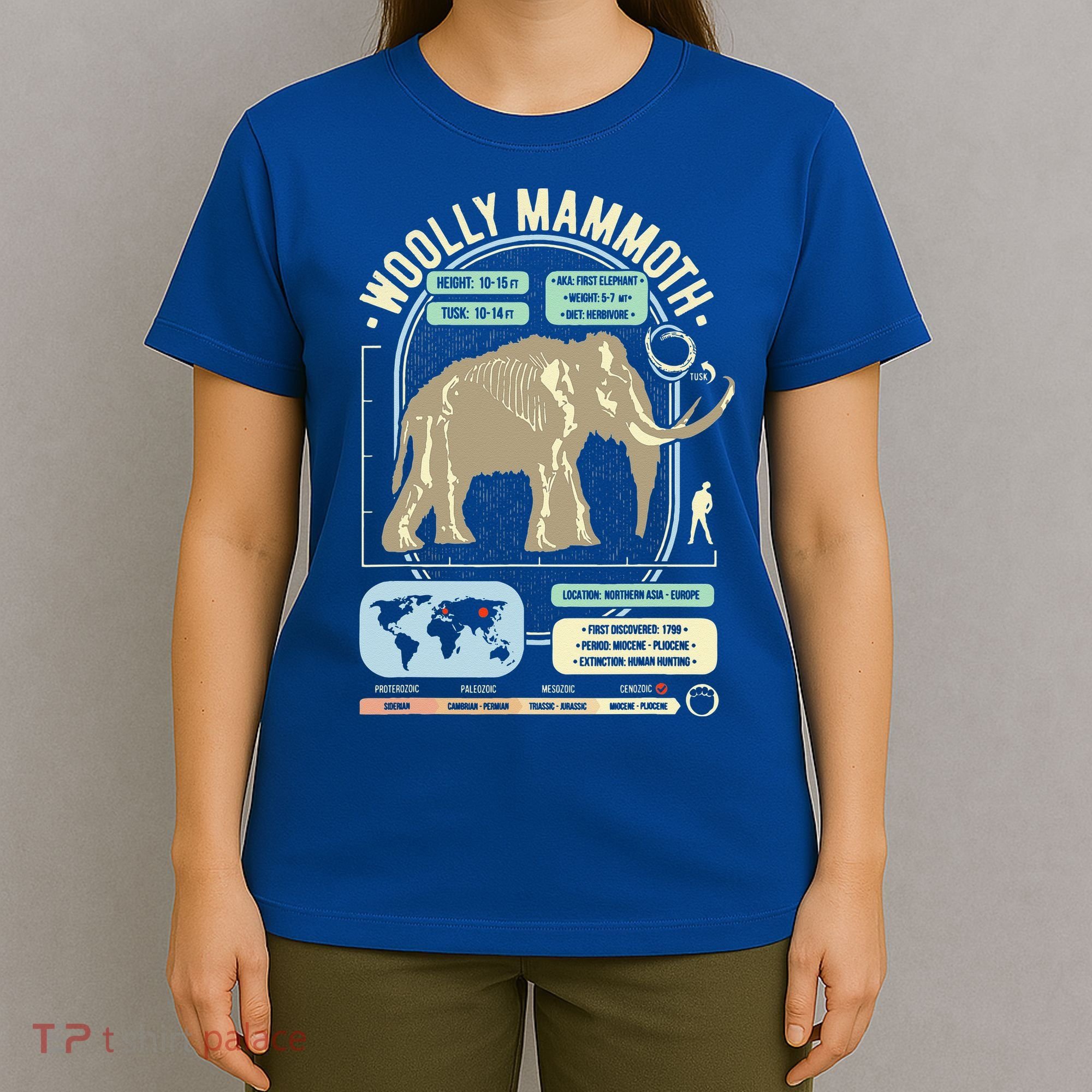 Dinosaur Facts Woolly Mammoth Science & Anatomy Gift T-Shirt