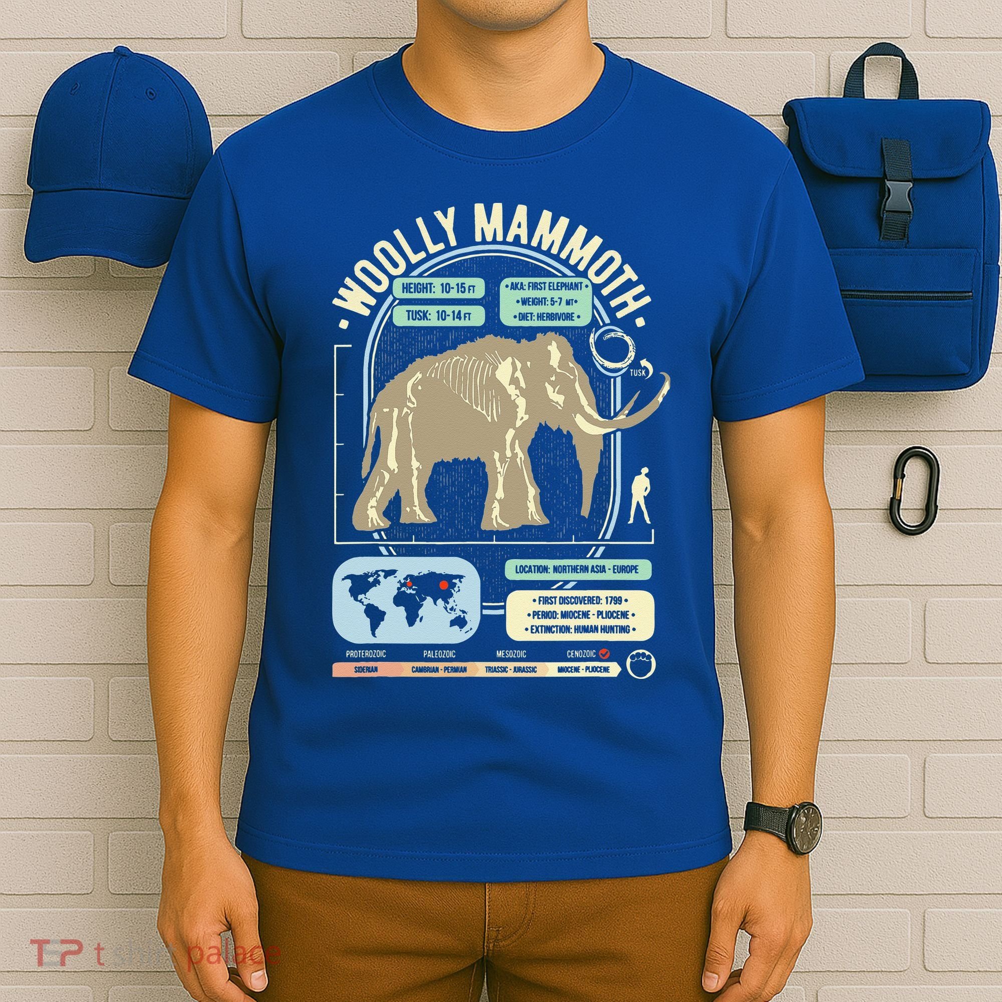 Dinosaur Facts Woolly Mammoth Science & Anatomy Gift T-Shirt