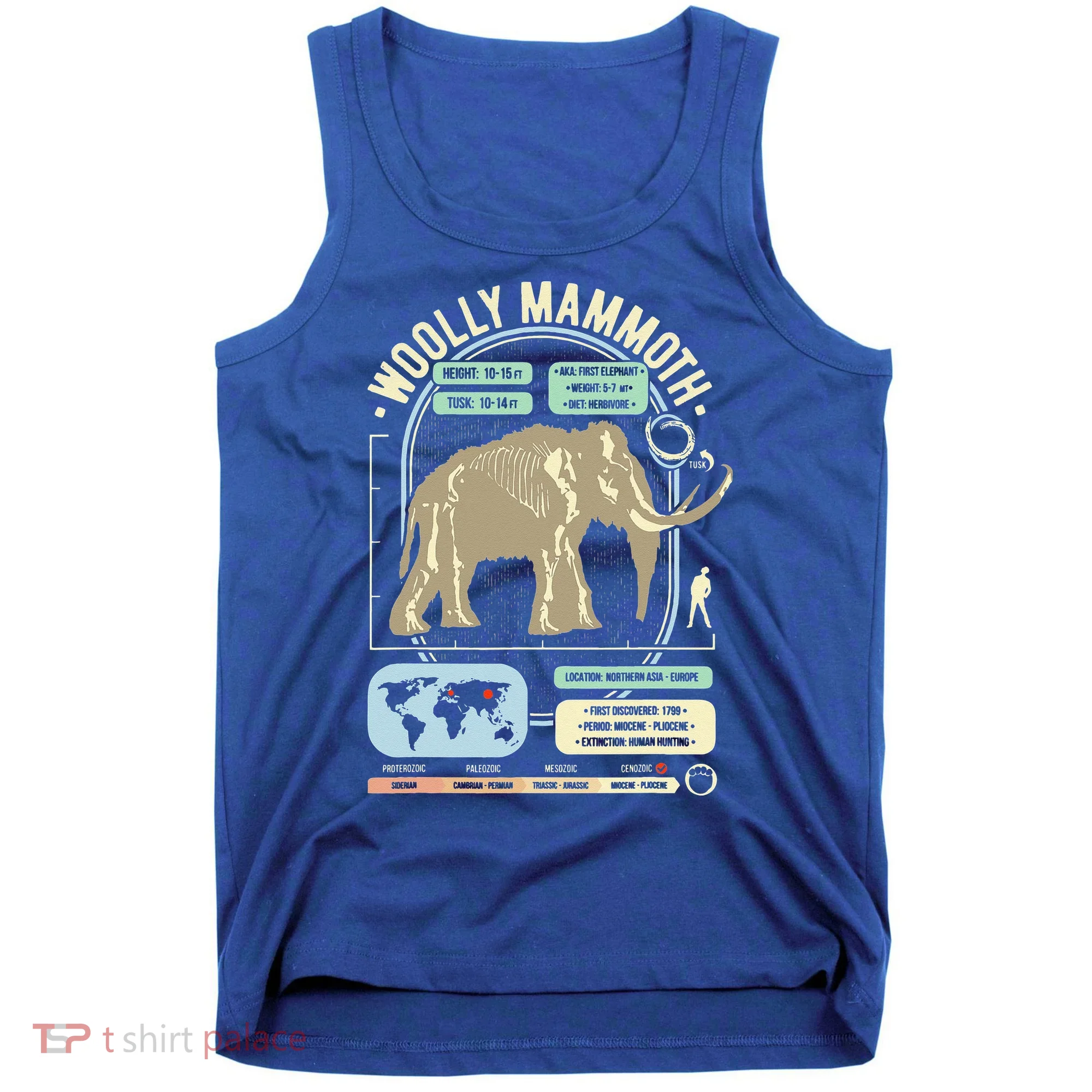 Dinosaur Facts Woolly Mammoth Science & Anatomy Gift Tank Top