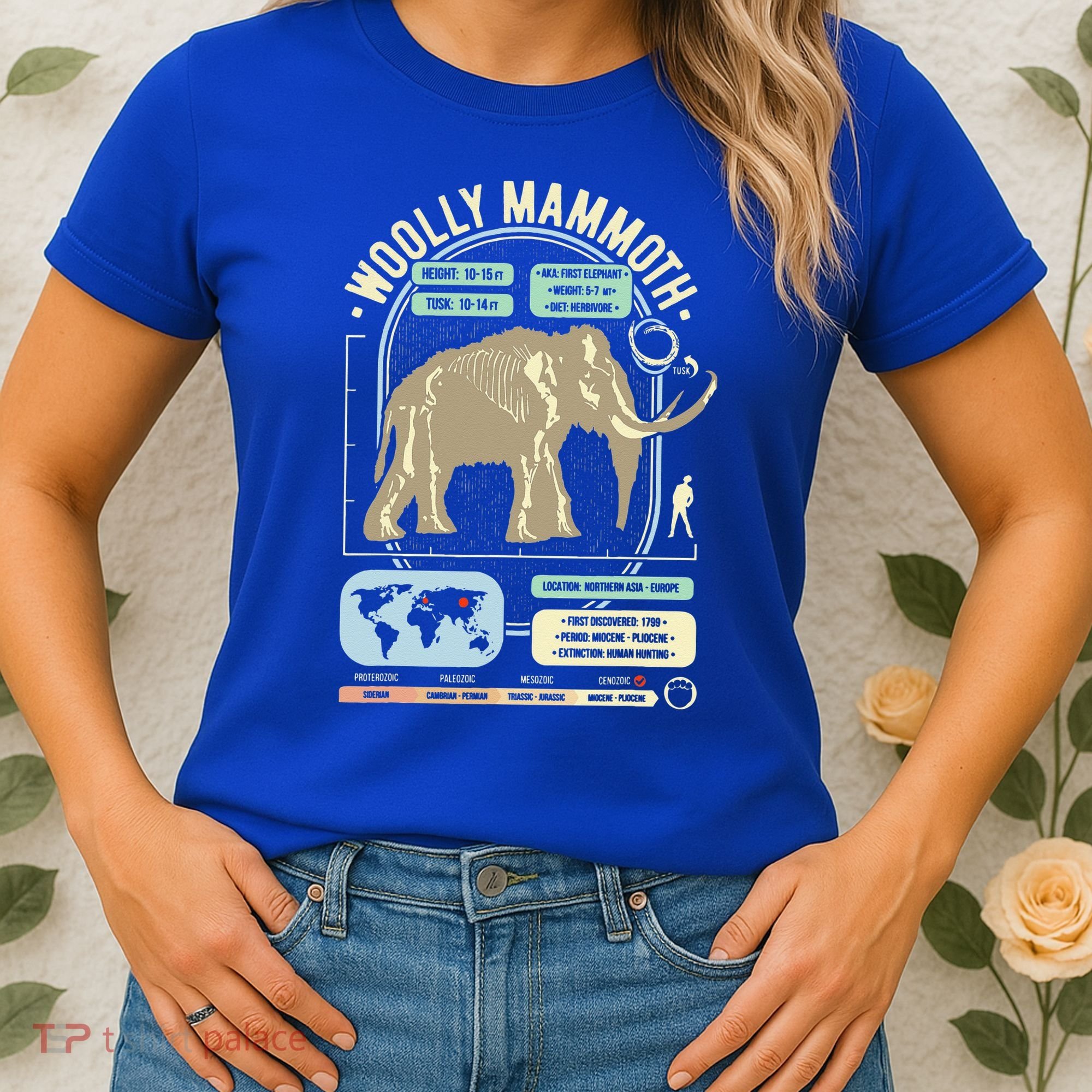 Dinosaur Facts Woolly Mammoth Science & Anatomy Gift Women's T-Shirt
