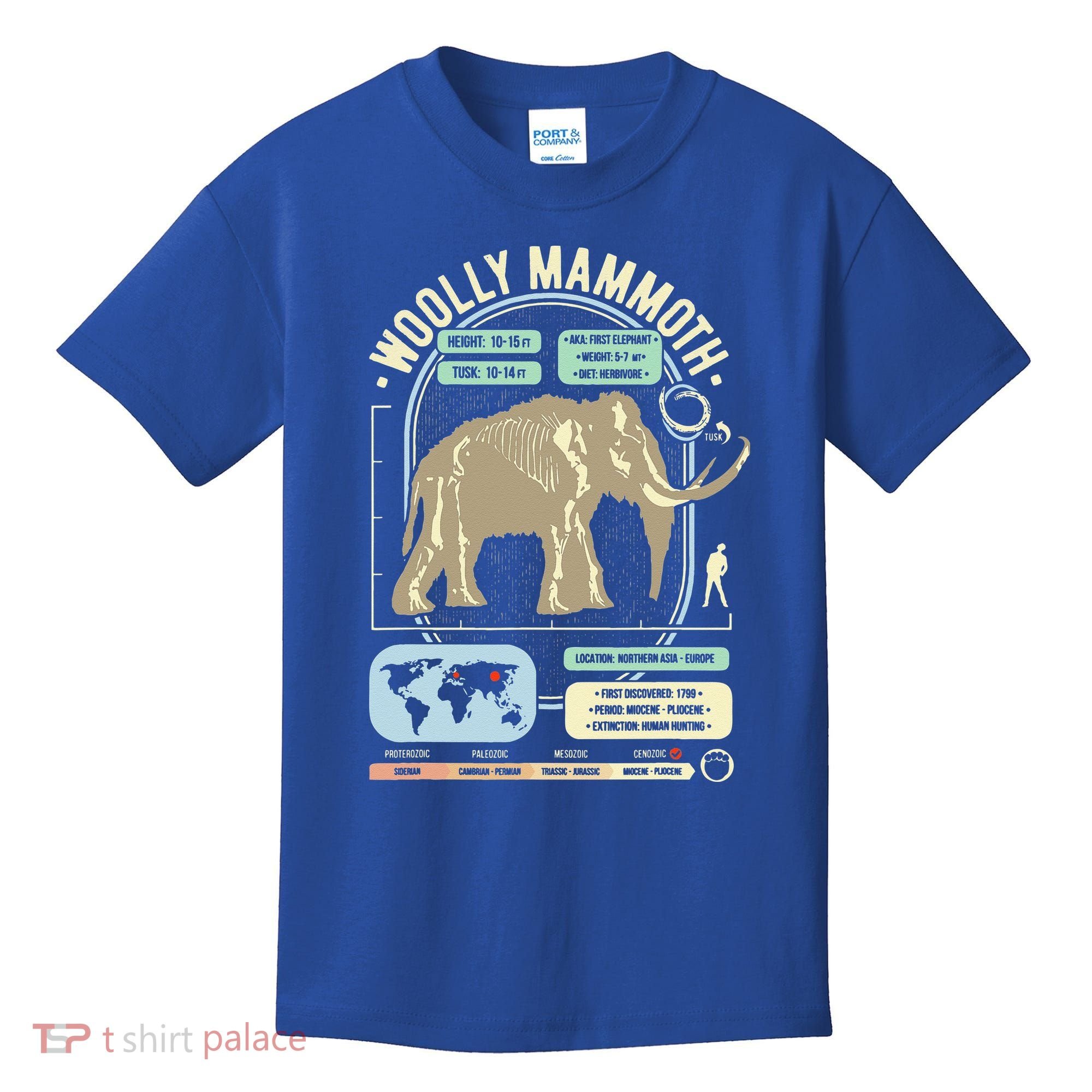 Dinosaur Facts Woolly Mammoth Science & Anatomy Gift Kids T-Shirt