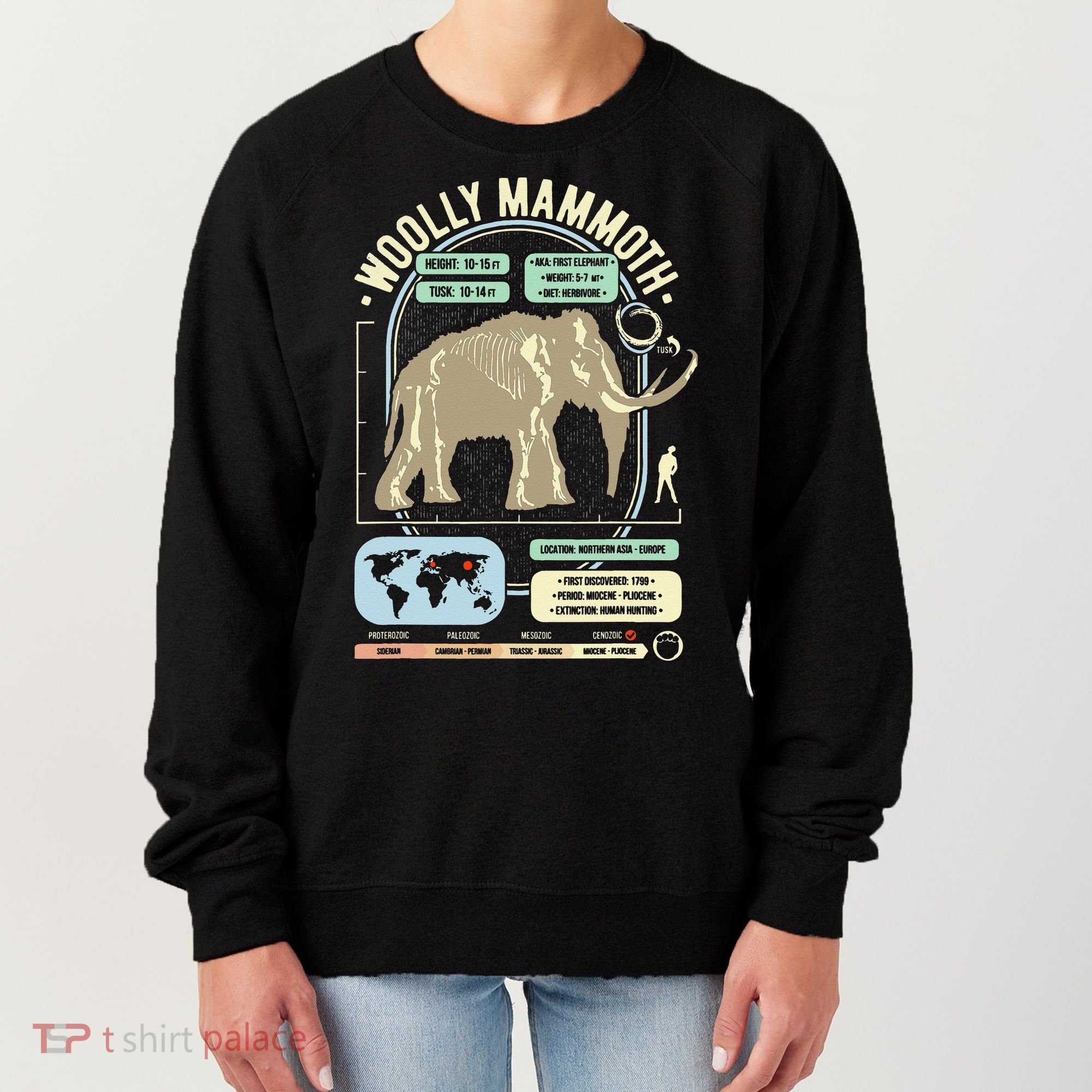 Dinosaur Facts Woolly Mammoth Science & Anatomy Gift Women's Sweatshirt