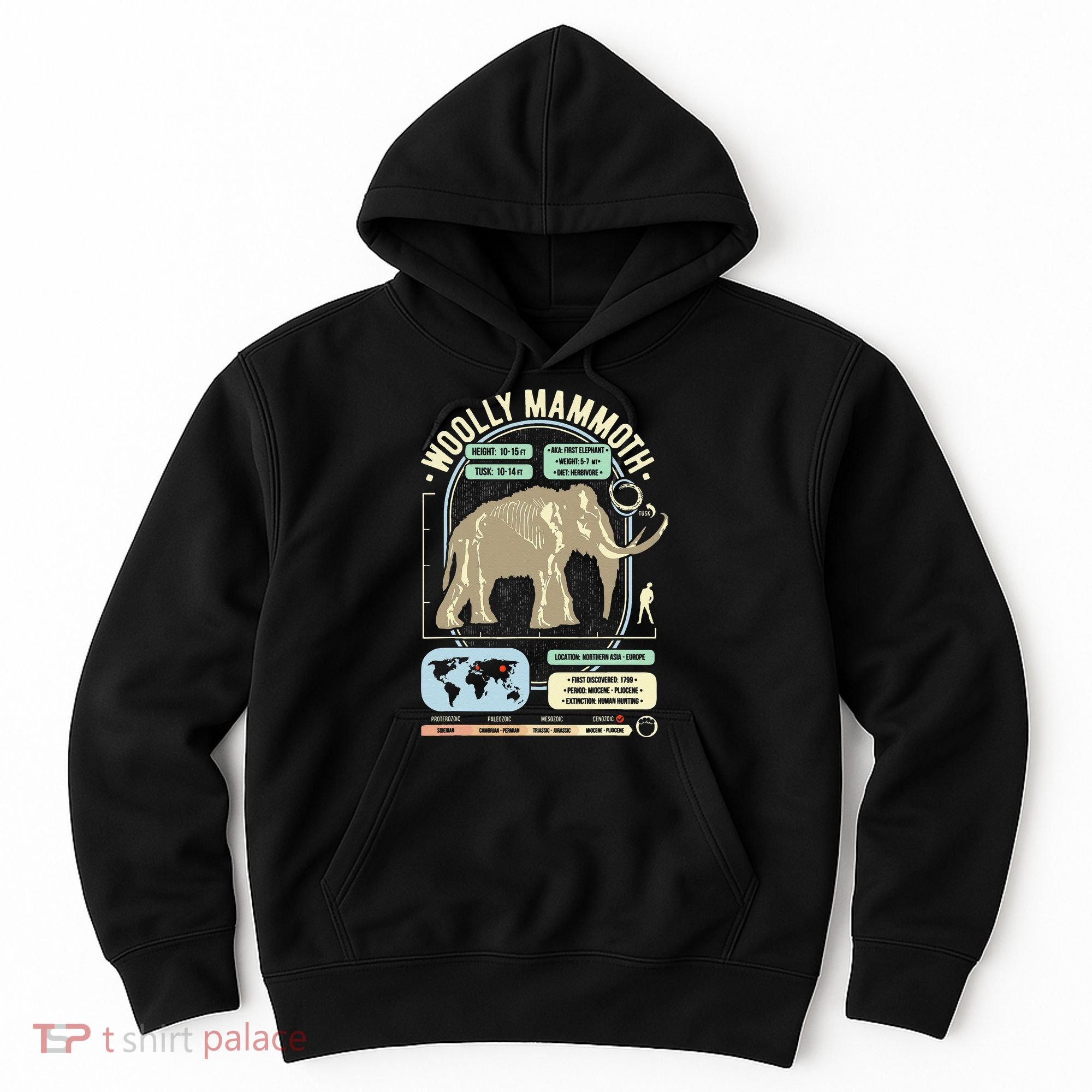 Dinosaur Facts Woolly Mammoth Science & Anatomy Gift Hoodie