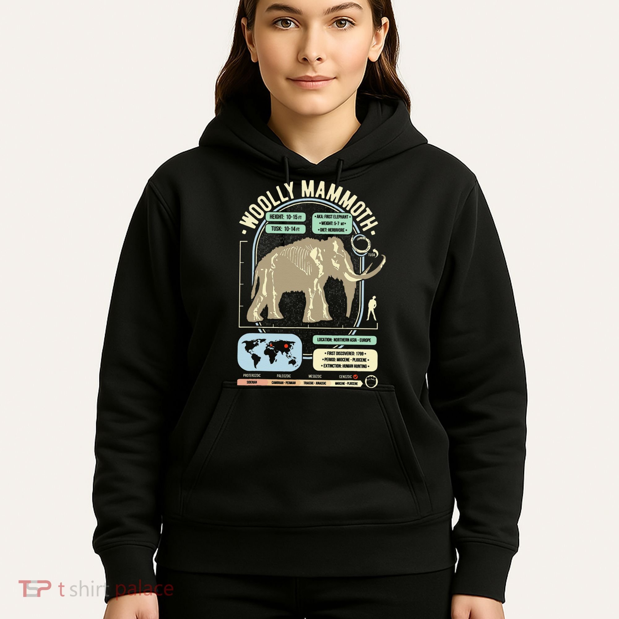 Dinosaur Facts Woolly Mammoth Science & Anatomy Gift Hoodie