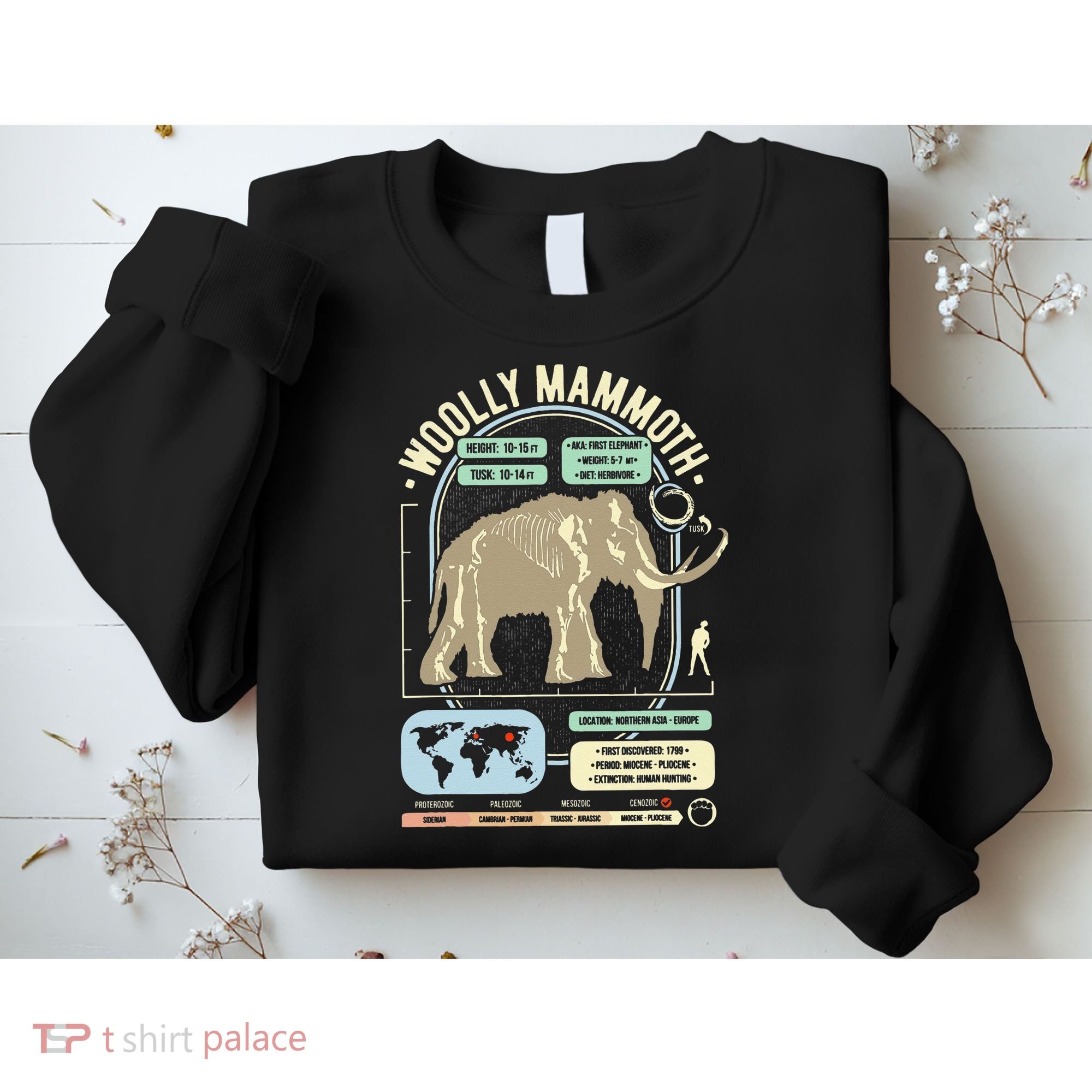 Dinosaur Facts Woolly Mammoth Science & Anatomy Gift Sweatshirt