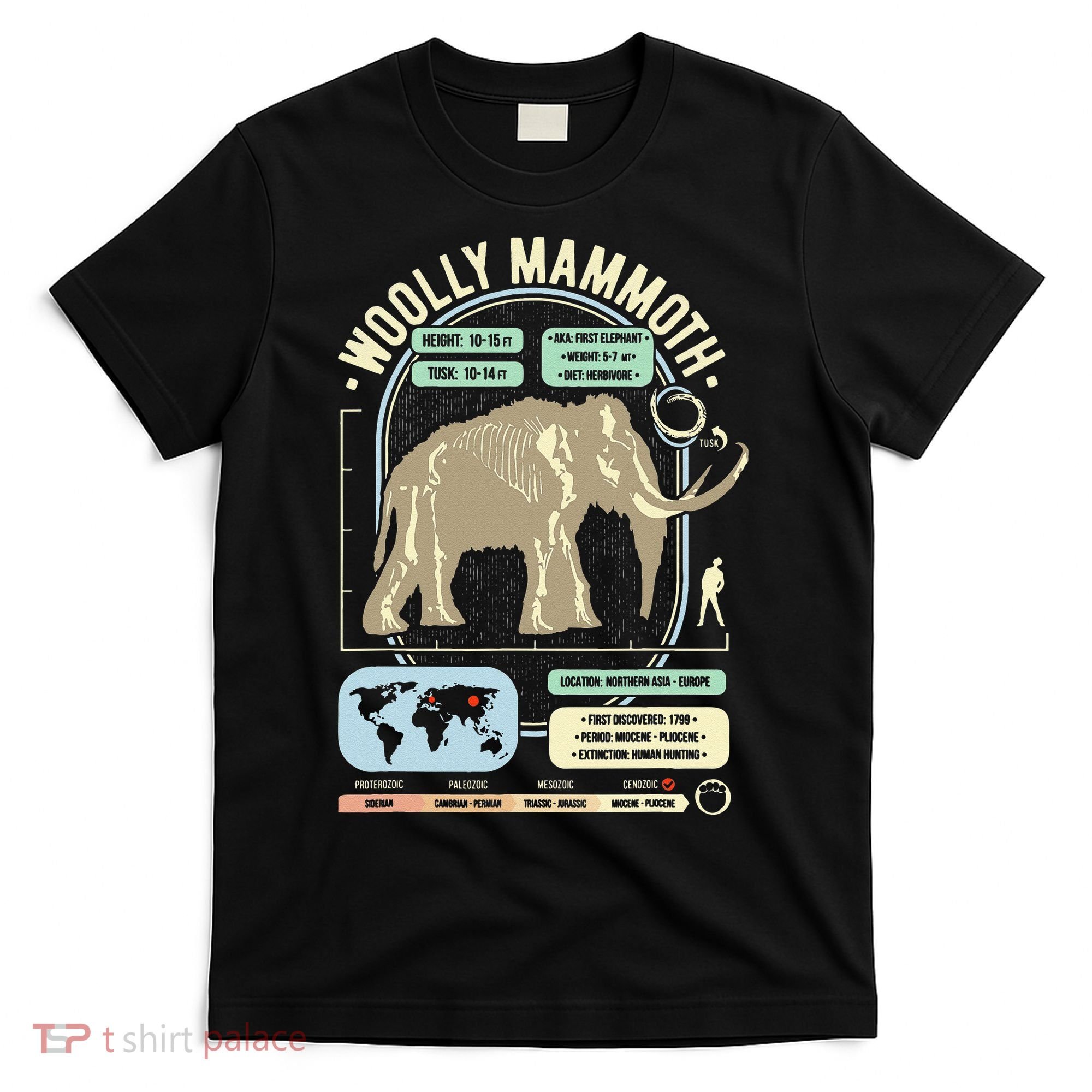 Dinosaur Facts Woolly Mammoth Science & Anatomy Gift T-Shirt