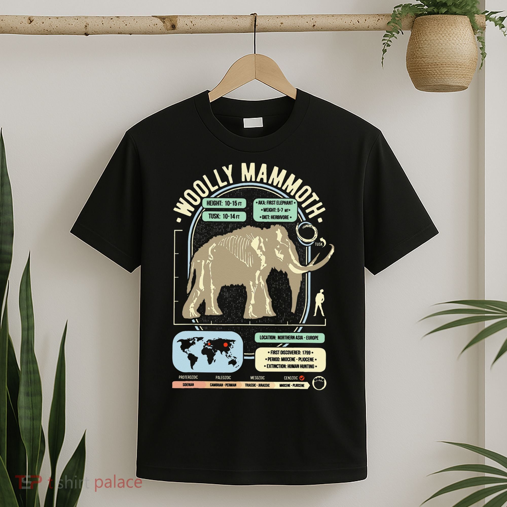 Dinosaur Facts Woolly Mammoth Science & Anatomy Gift T-Shirt