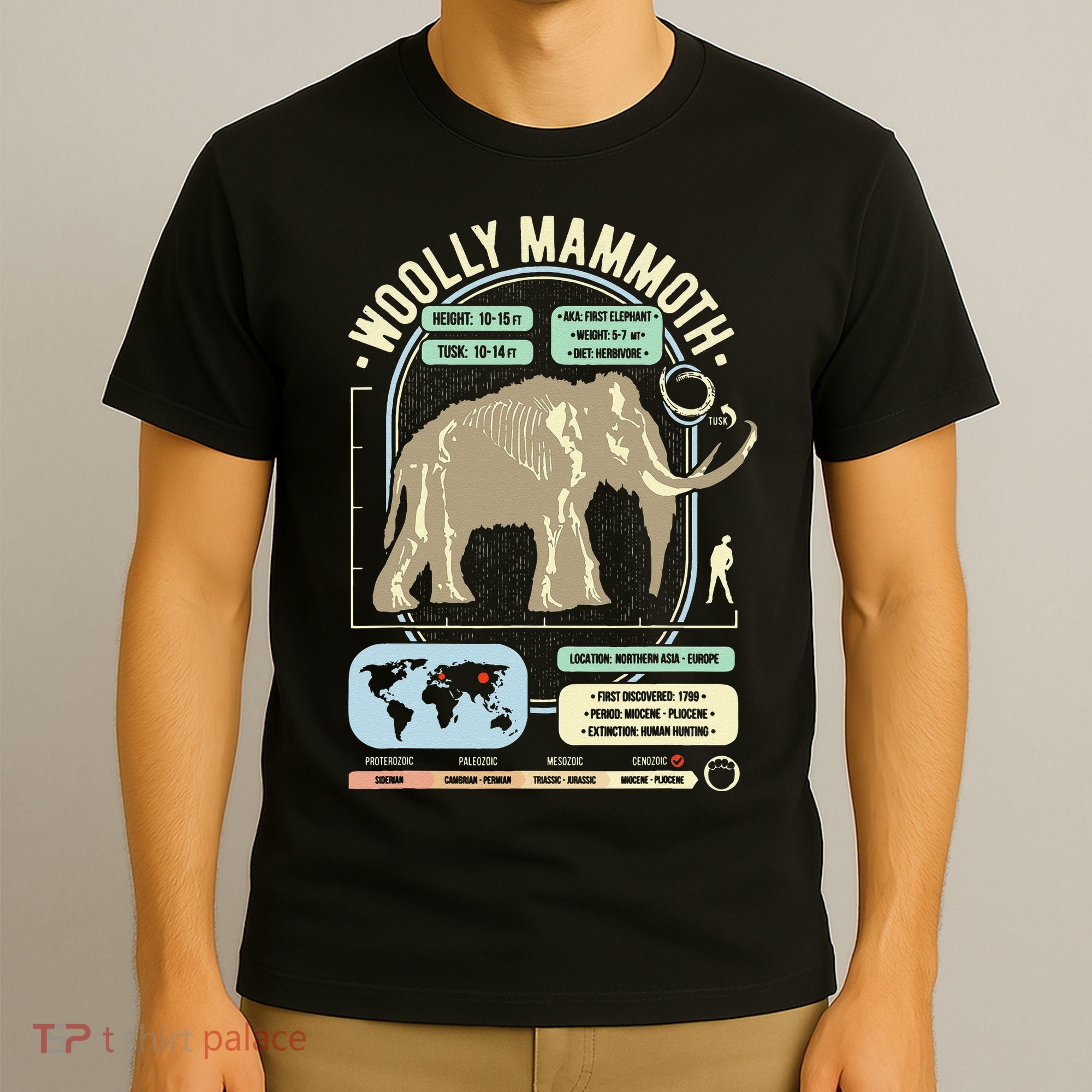 Dinosaur Facts Woolly Mammoth Science & Anatomy Gift T-Shirt