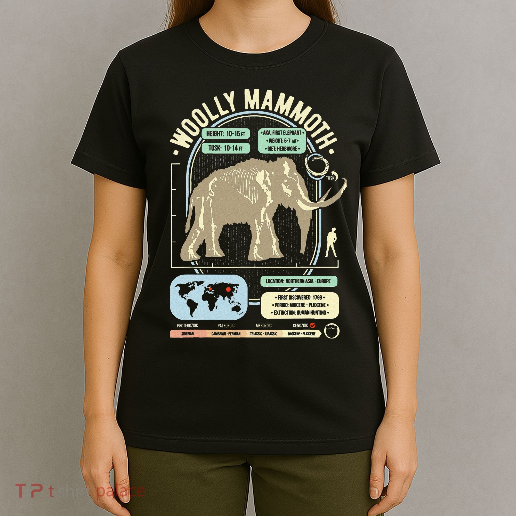 Dinosaur Facts Woolly Mammoth Science & Anatomy Gift T-Shirt