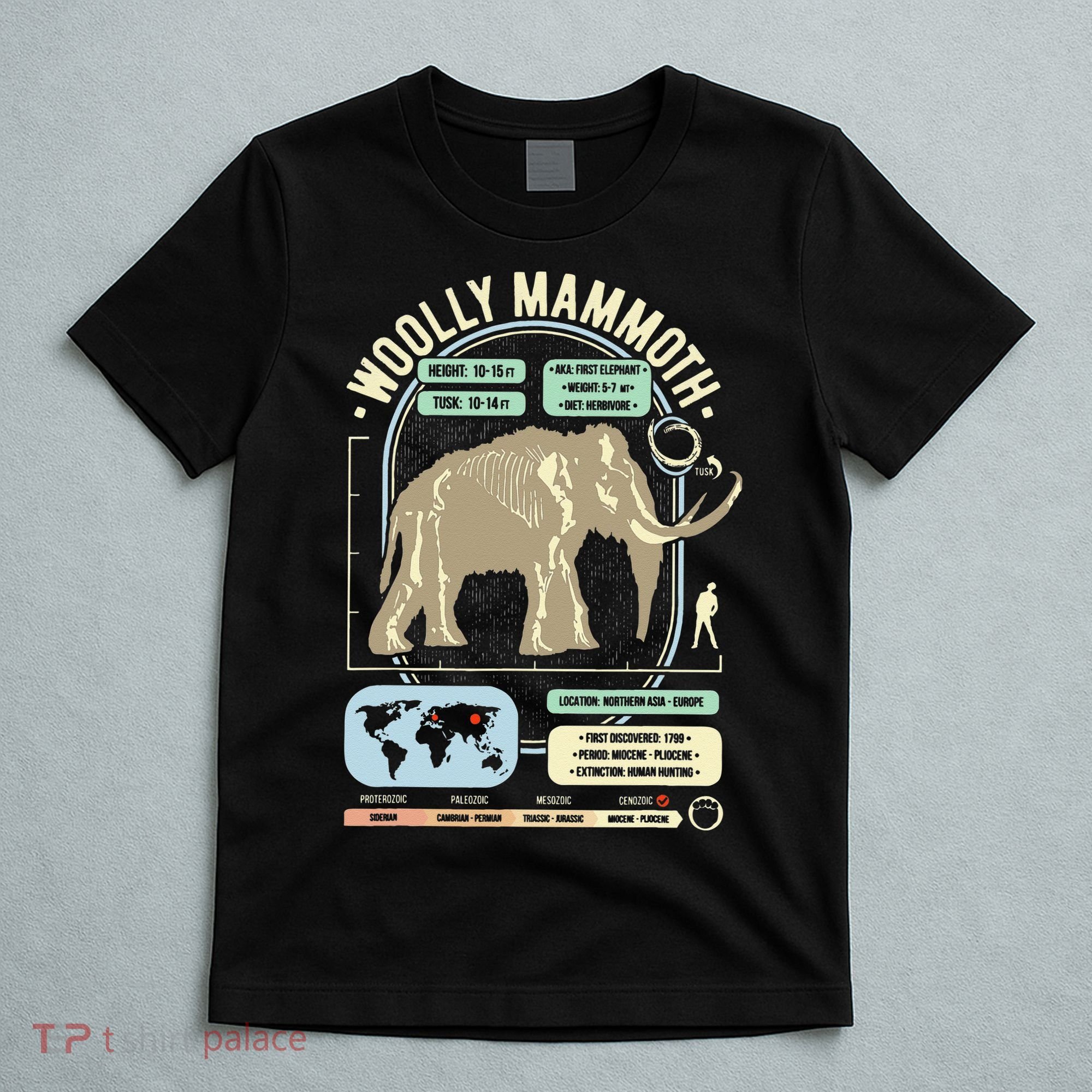 Dinosaur Facts Woolly Mammoth Science & Anatomy Gift T-Shirt