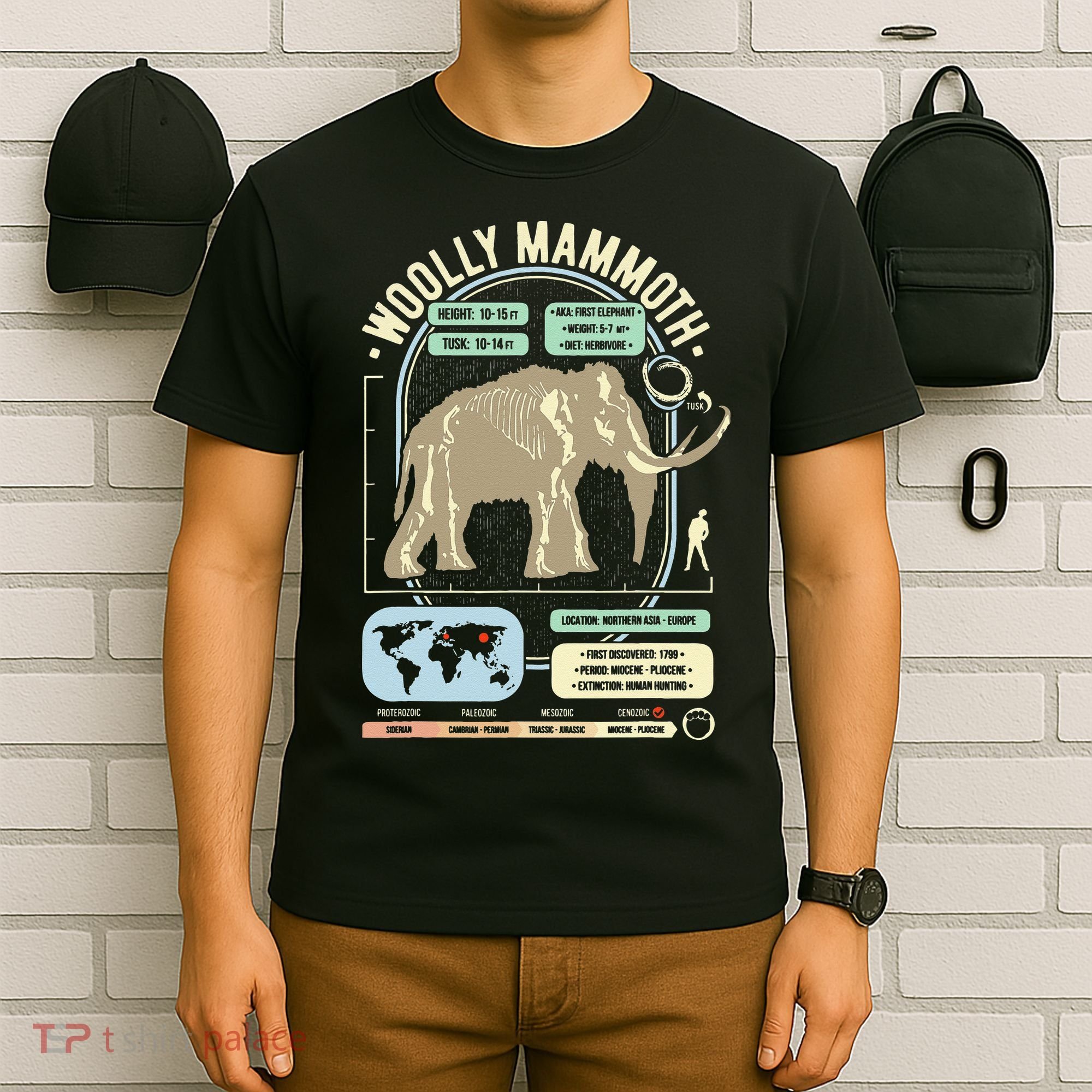 Dinosaur Facts Woolly Mammoth Science & Anatomy Gift T-Shirt