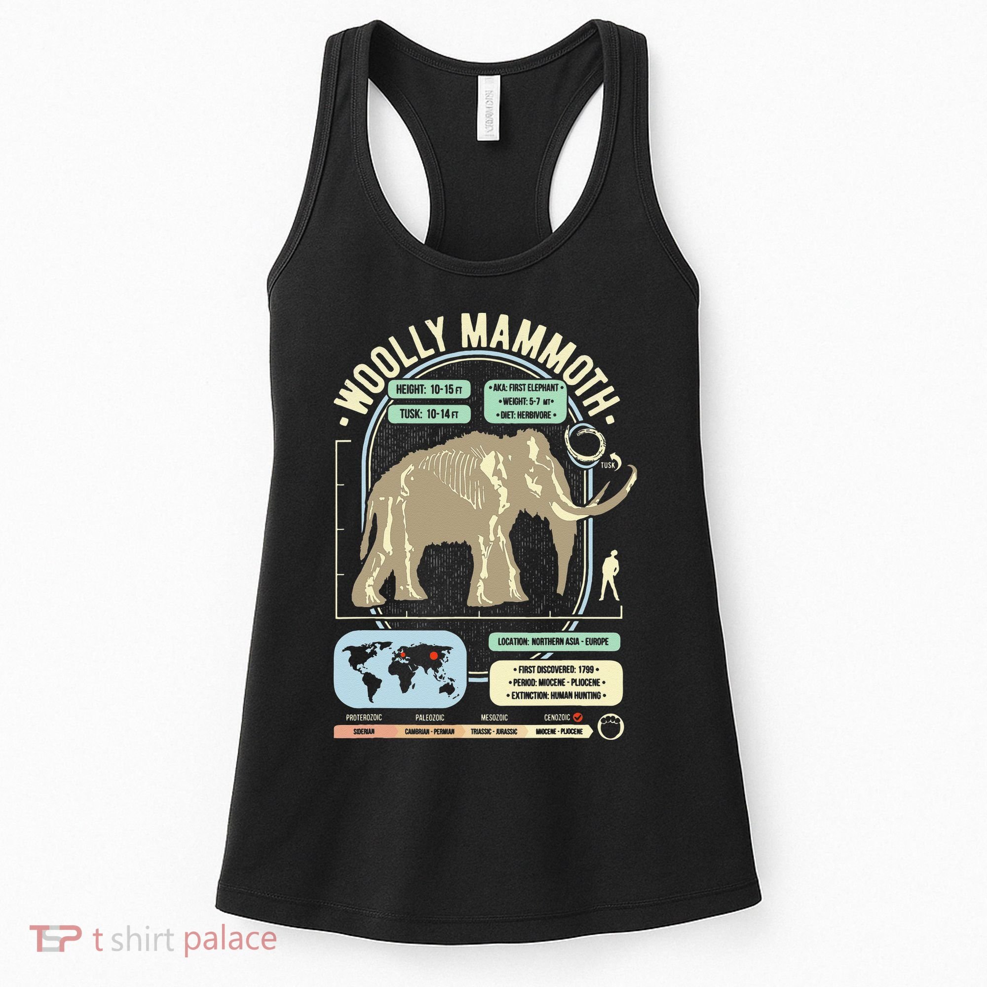 Dinosaur Facts Woolly Mammoth Science & Anatomy Gift Women's Tank Top