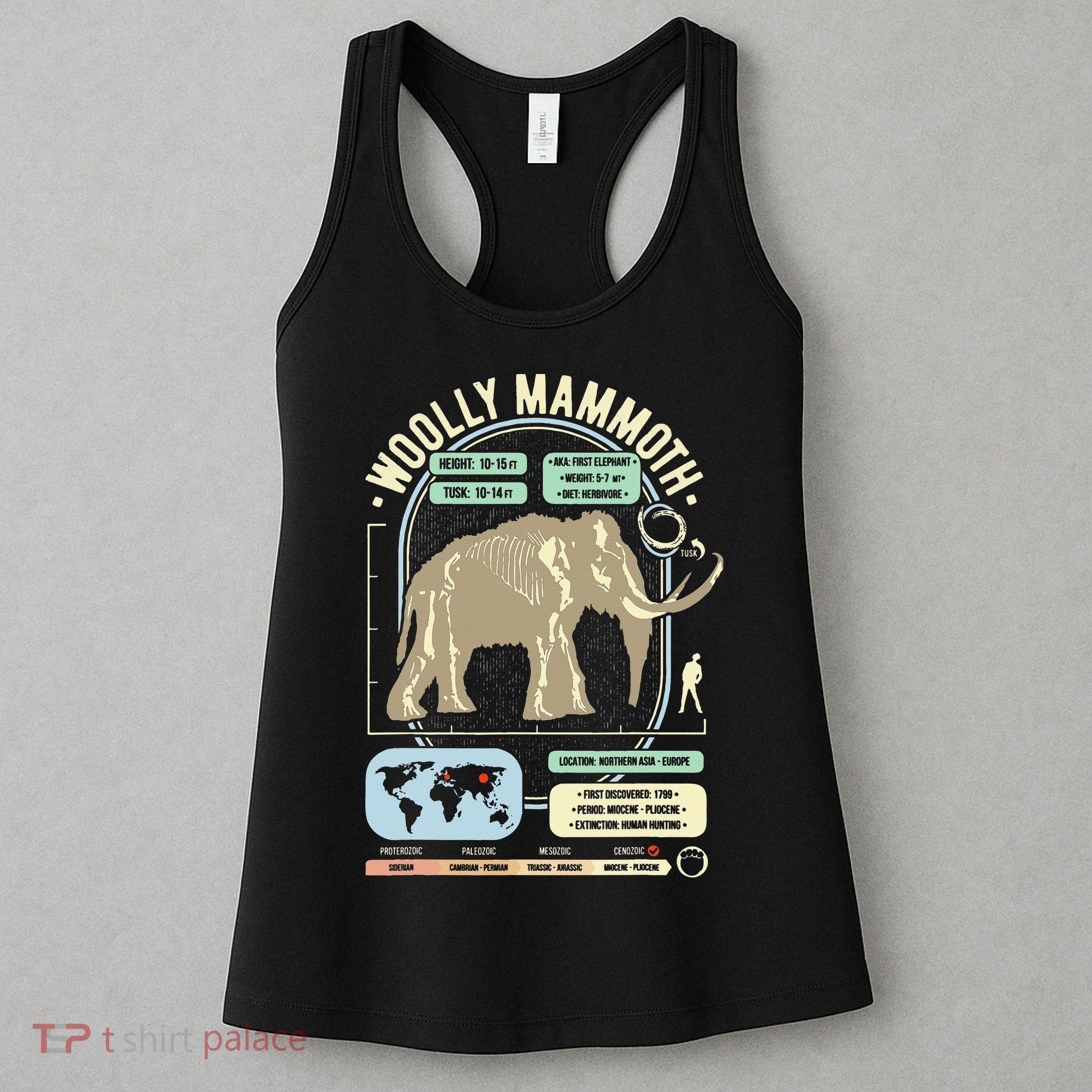 Dinosaur Facts Woolly Mammoth Science & Anatomy Gift Women's Tank Top