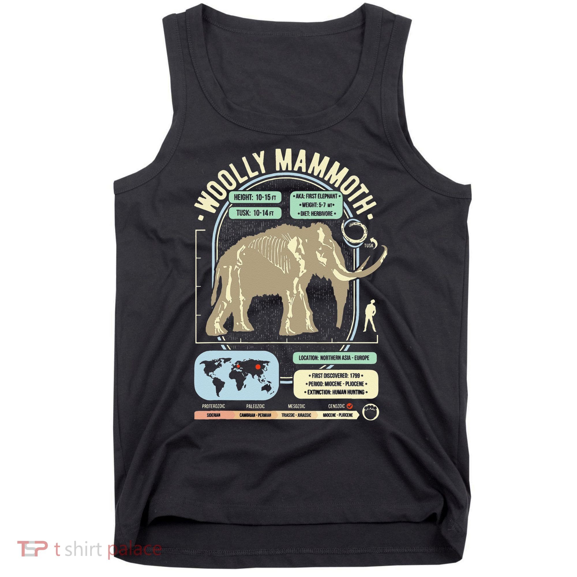 Dinosaur Facts Woolly Mammoth Science & Anatomy Gift Tank Top