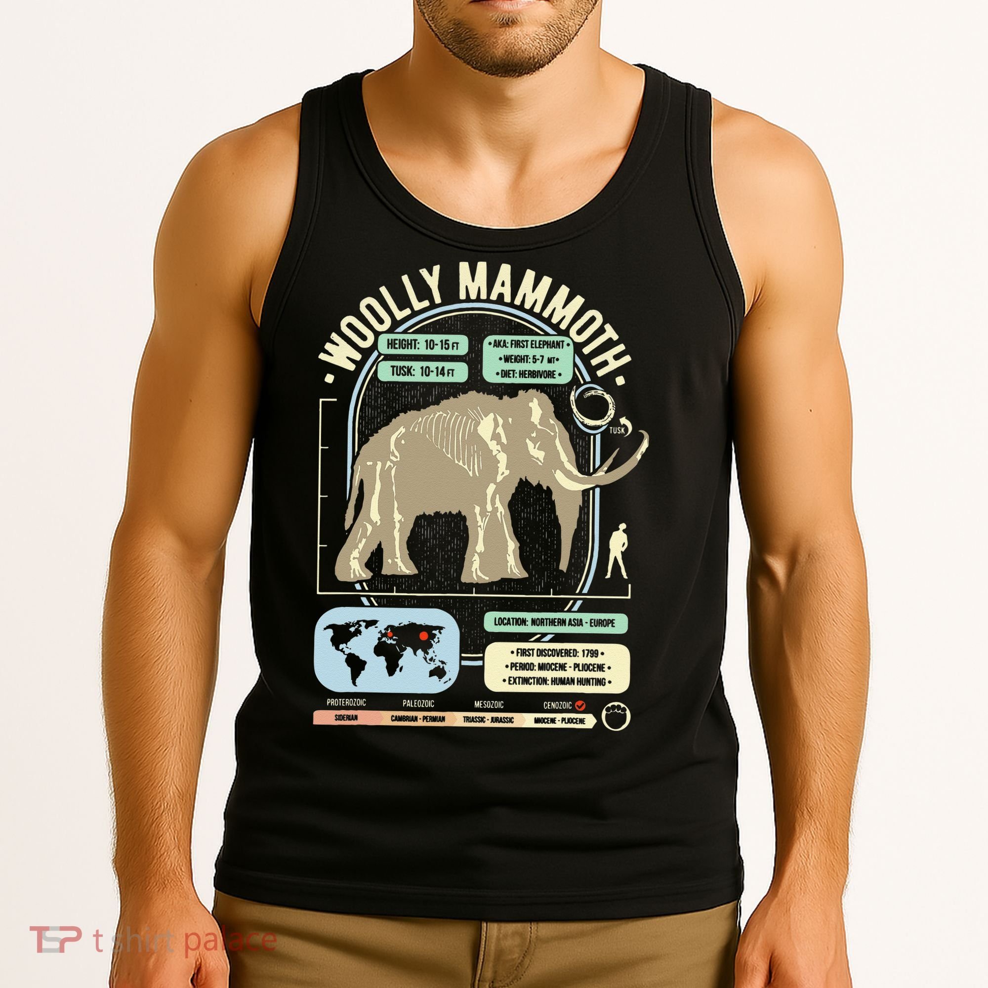Dinosaur Facts Woolly Mammoth Science & Anatomy Gift Tank Top