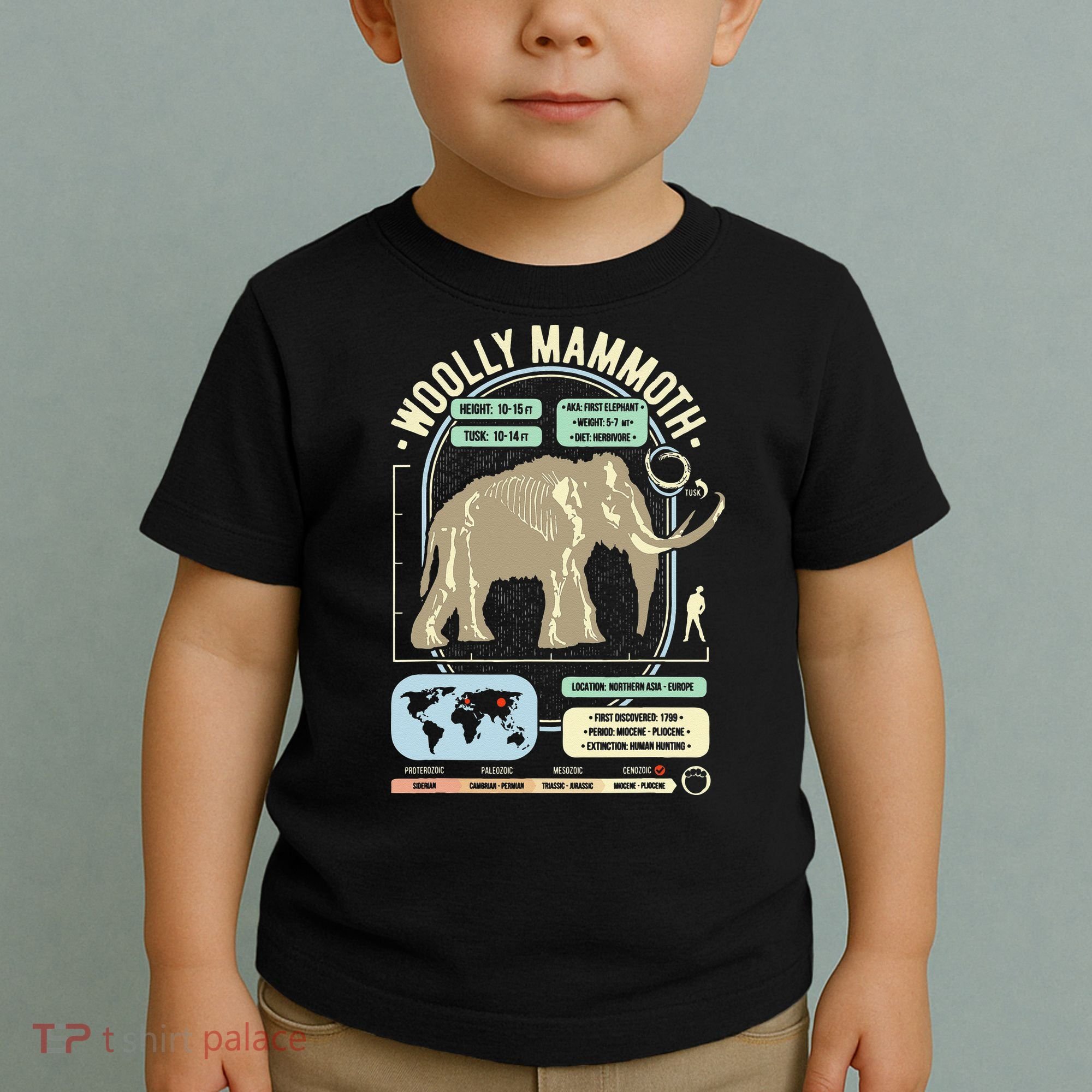Dinosaur Facts Woolly Mammoth Science & Anatomy Gift Toddler T-Shirt