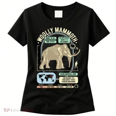 Dinosaur Facts Woolly Mammoth Science & Anatomy Gift Women's T-Shirt