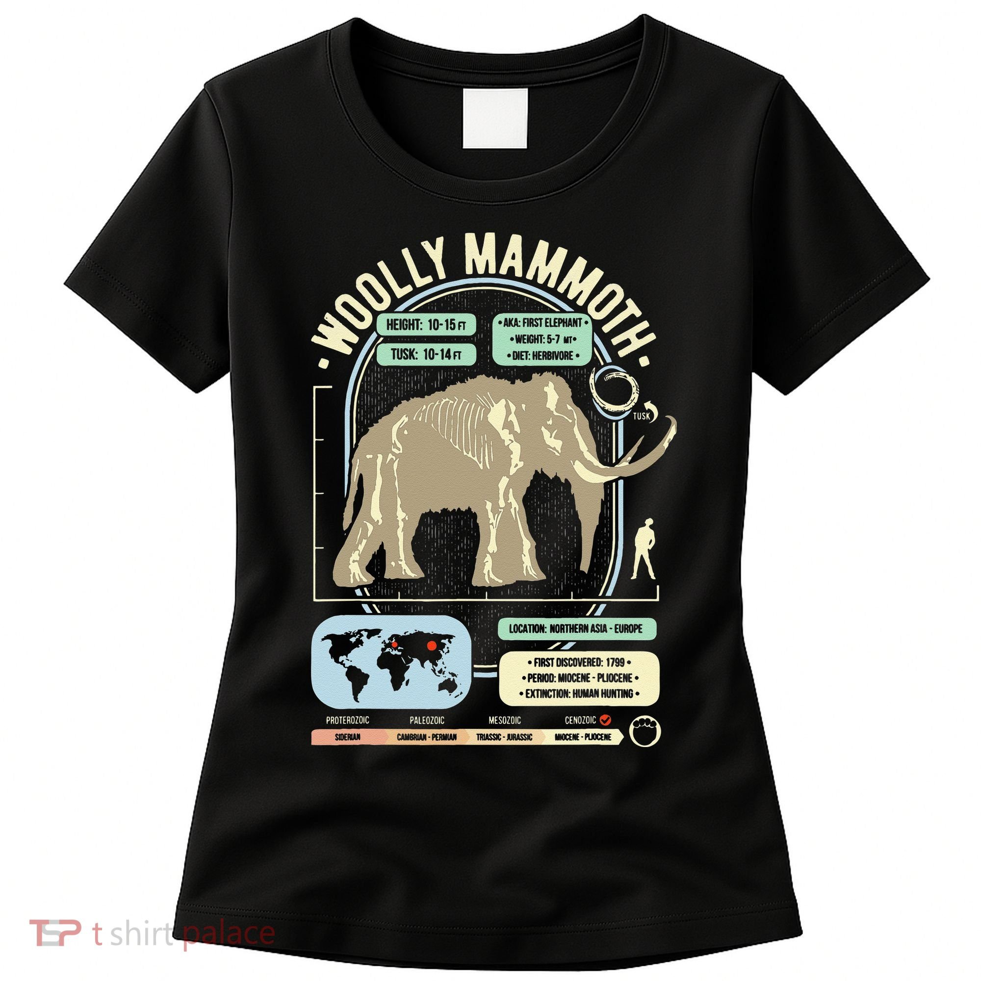 Dinosaur Facts Woolly Mammoth Science & Anatomy Gift Women's T-Shirt