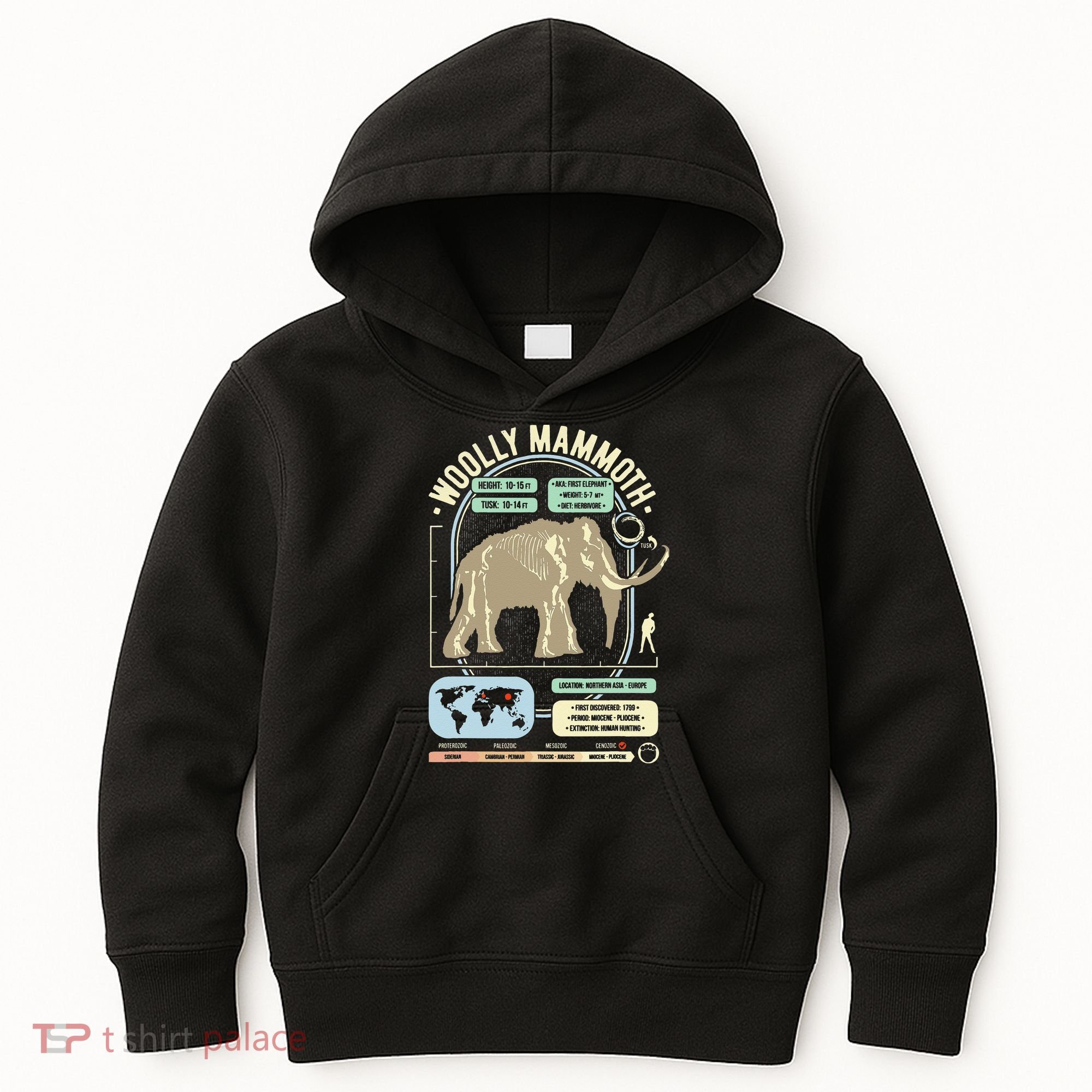 Dinosaur Facts Woolly Mammoth Science & Anatomy Gift Kids Hoodie