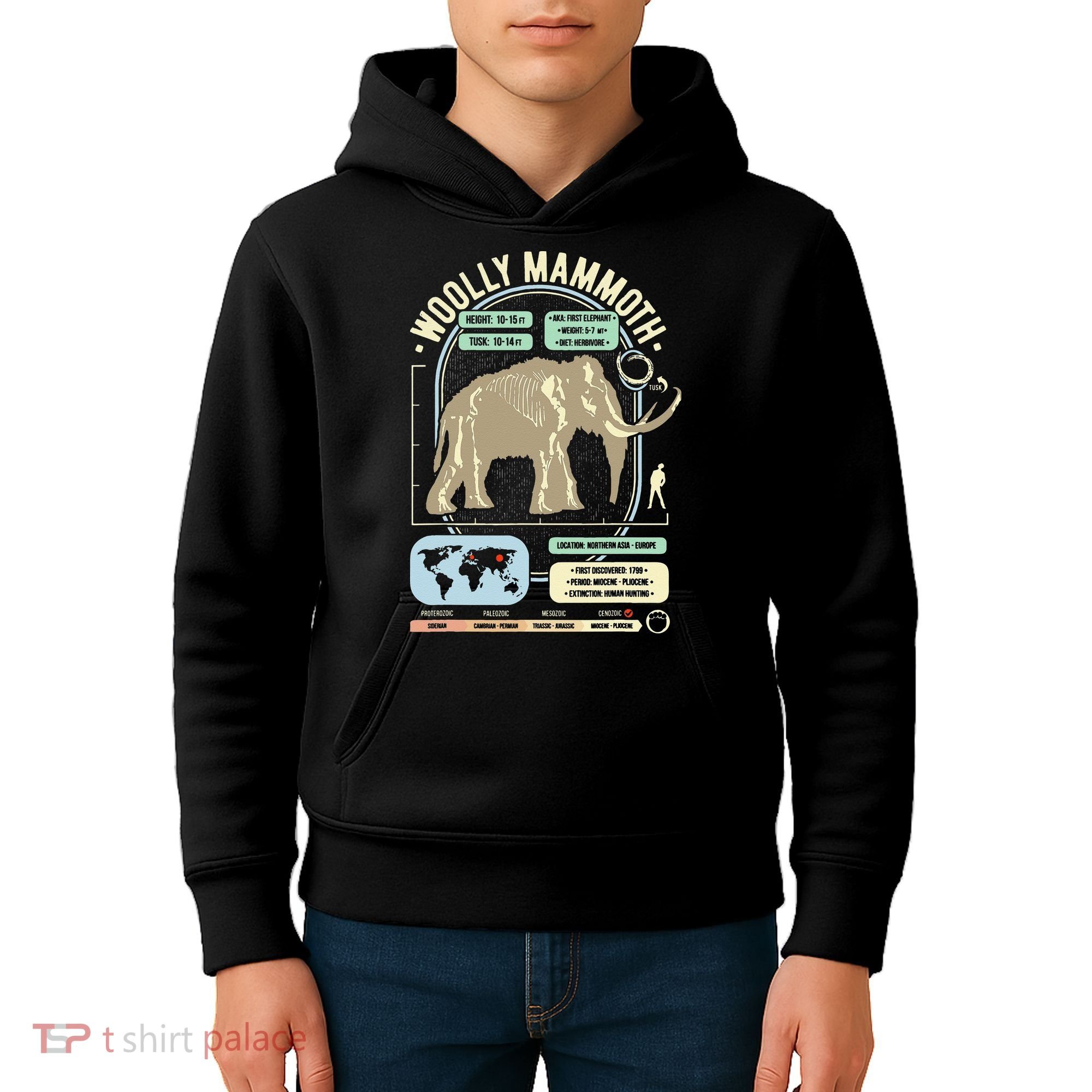 Dinosaur Facts Woolly Mammoth Science & Anatomy Gift Kids Hoodie