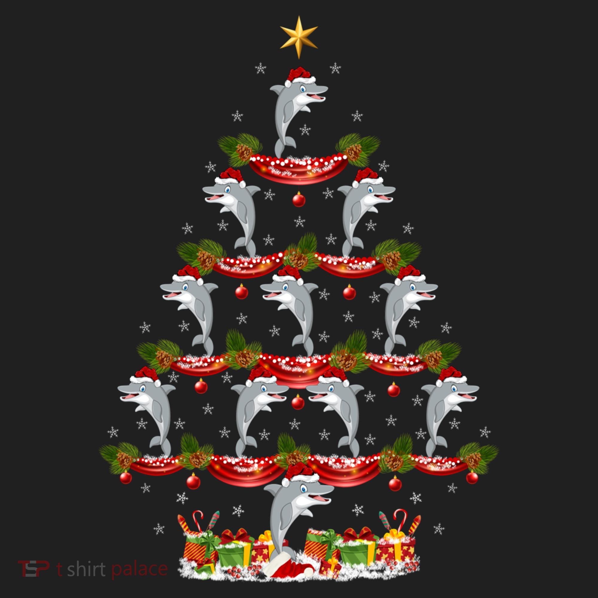 Dolphin Fish Xmas Tree Lighting Dolphin Christmas Tree Gift Golf Towel
