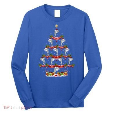Dolphin Fish Xmas Tree Lighting Dolphin Christmas Tree Gift Long Sleeve Shirt