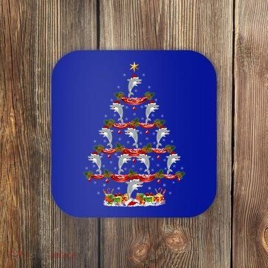 Dolphin Fish Xmas Tree Lighting Dolphin Christmas Tree Gift Coaster