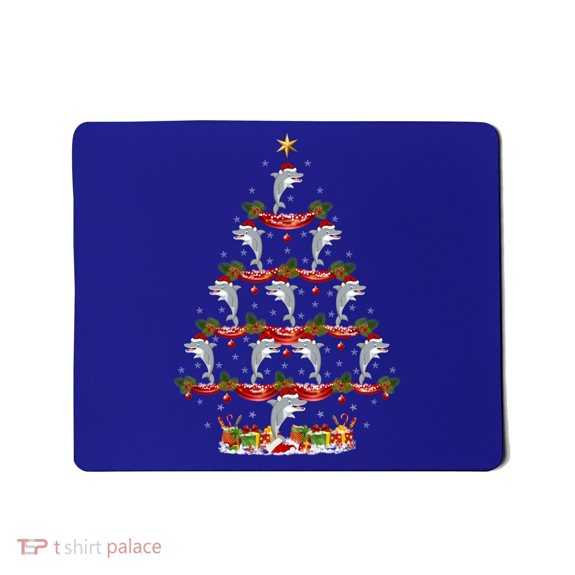 Dolphin Fish Xmas Tree Lighting Dolphin Christmas Tree Gift Mousepad