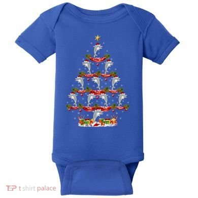 Dolphin Fish Xmas Tree Lighting Dolphin Christmas Tree Gift Baby Bodysuit