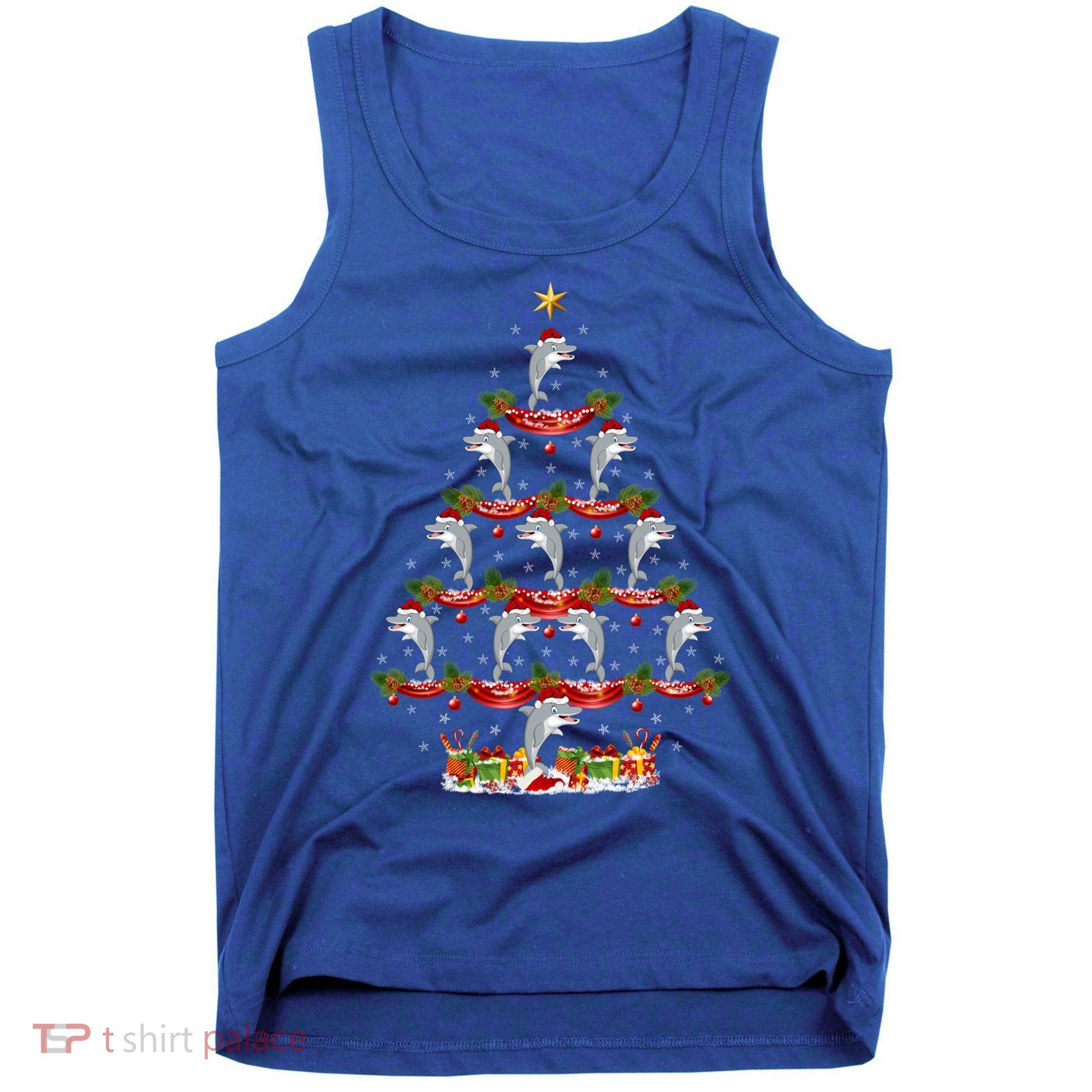 Dolphin Fish Xmas Tree Lighting Dolphin Christmas Tree Gift Tank Top